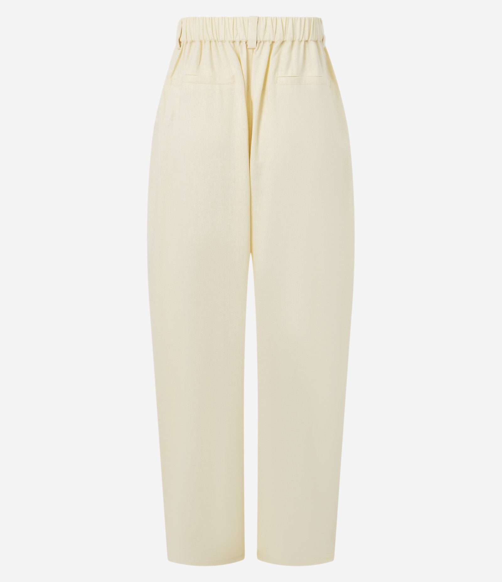 Calça Barrel em Viscolinho com Cintura Alta e Elástico nas Costas Amarelo Claro 6
