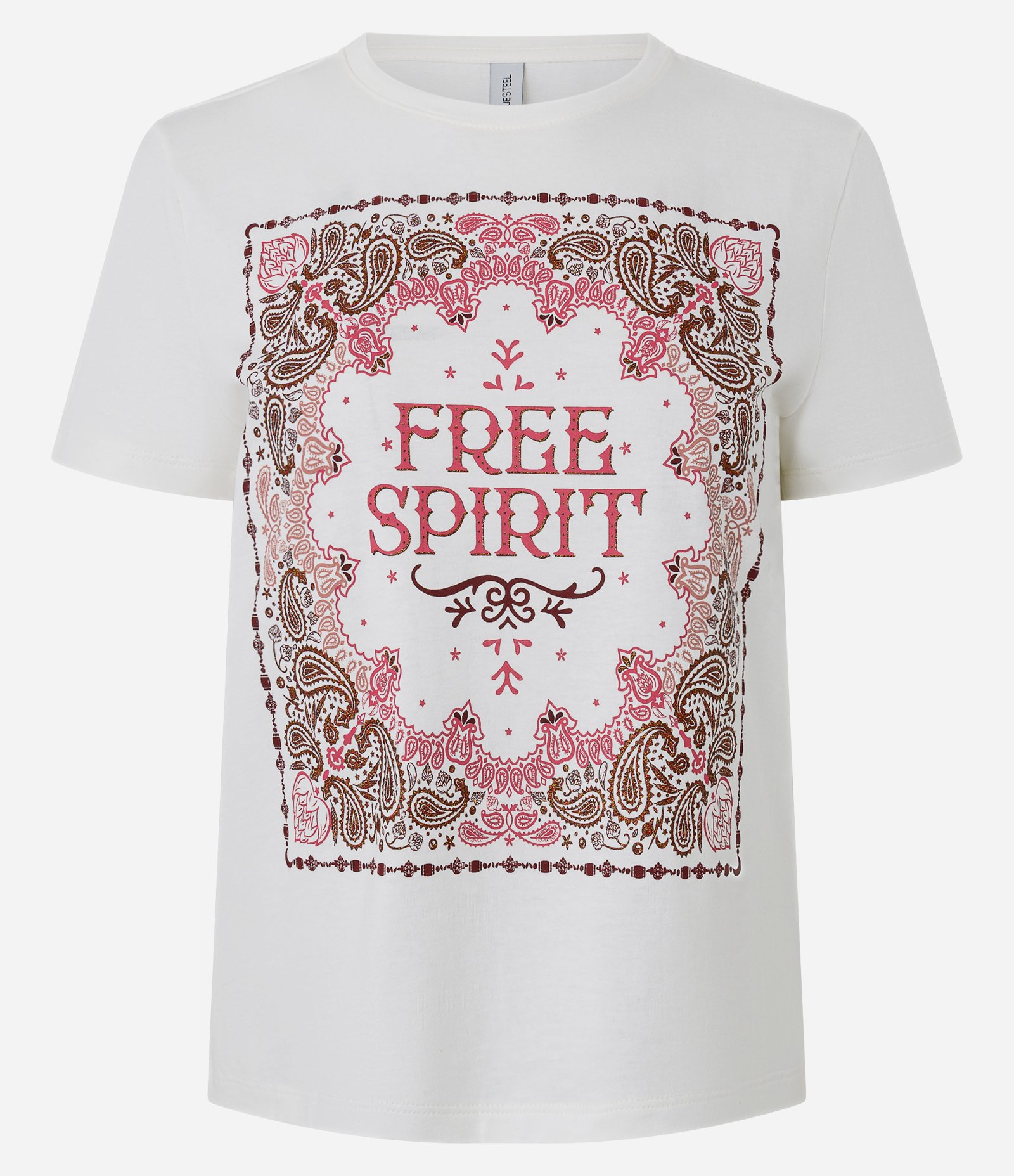 Camiseta com Detalhes em Glitter e Estampa Paisley Free Spirit Branco 5