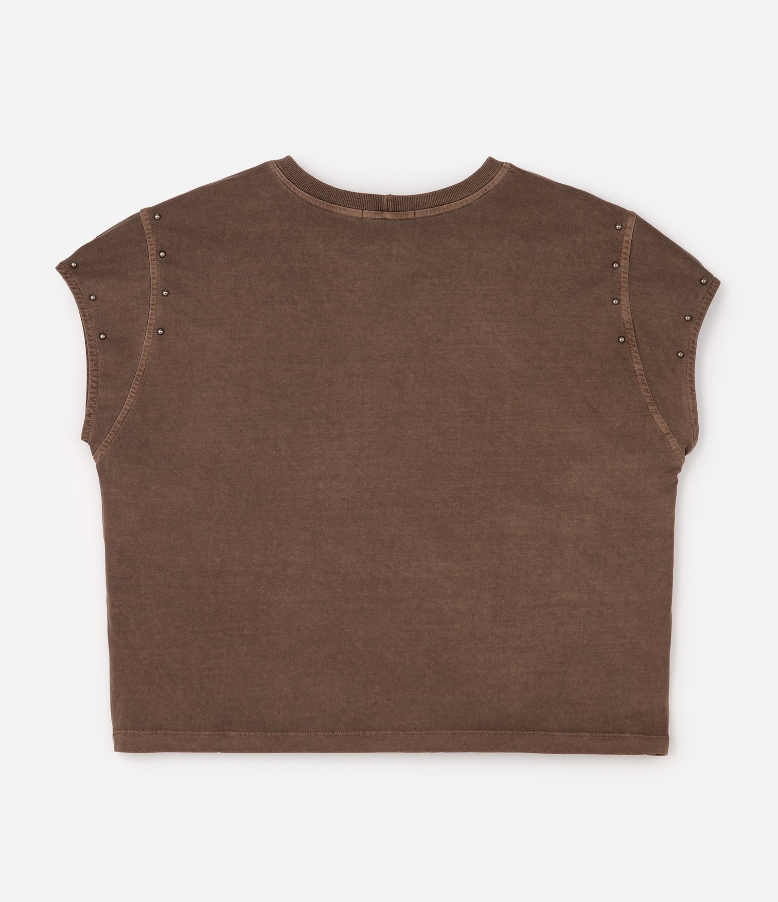 Blusa em Algodão com Aplicação de Tachas Metálicas Curve & Plus Size Marrom 7