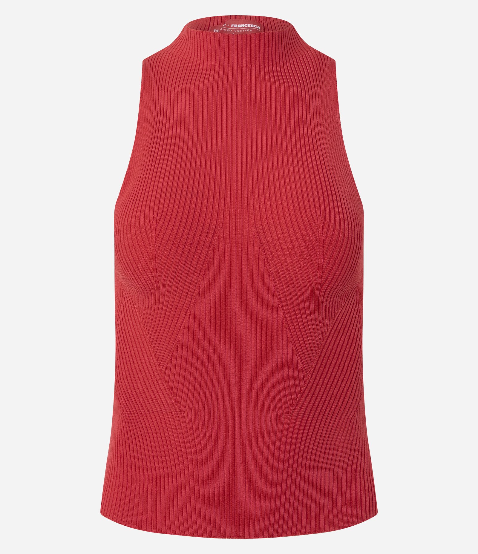 Regata em Tricô Ajustada com Golinha Alta Vermelho 4