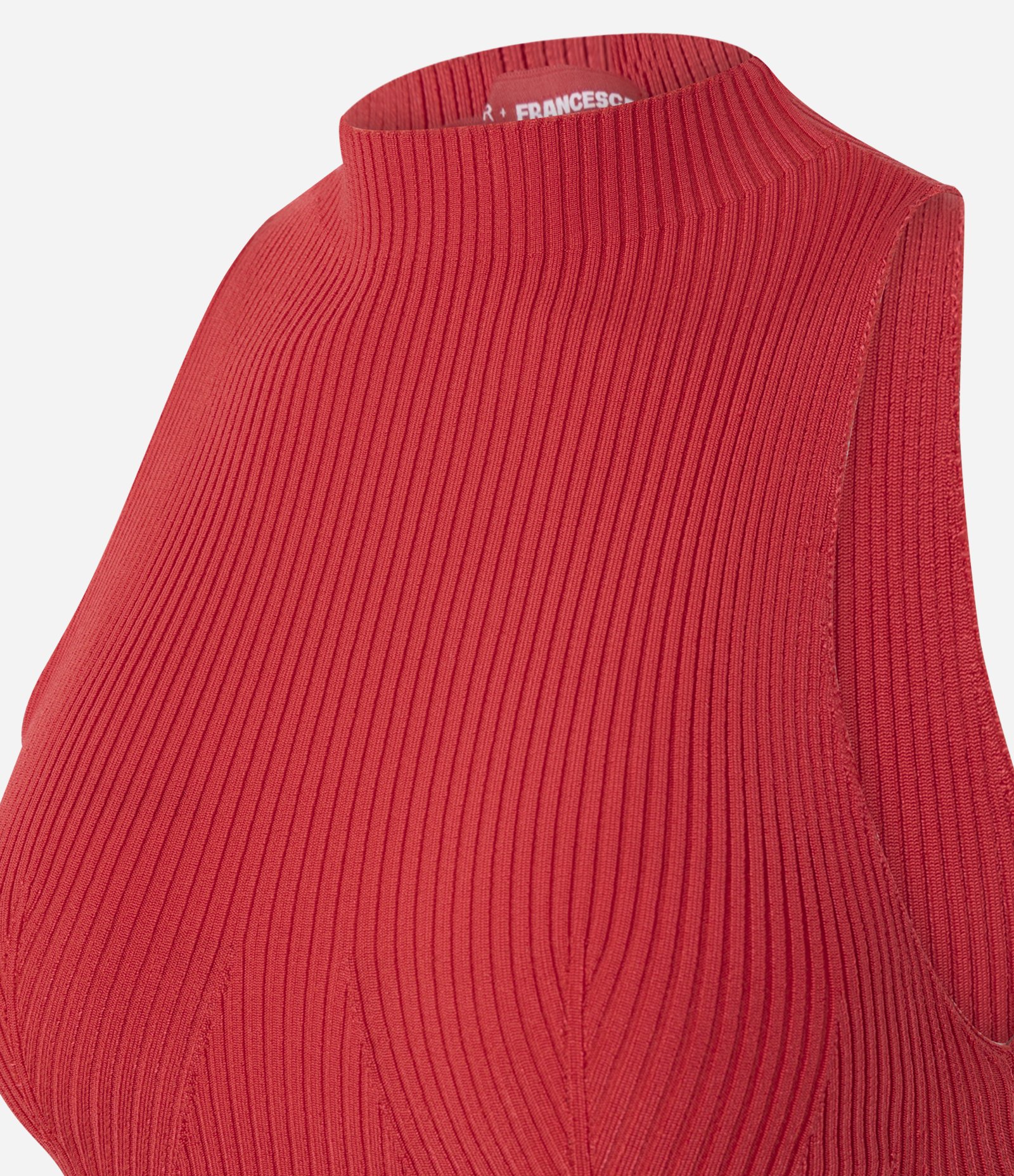 Regata em Tricô Ajustada com Golinha Alta Vermelho 5