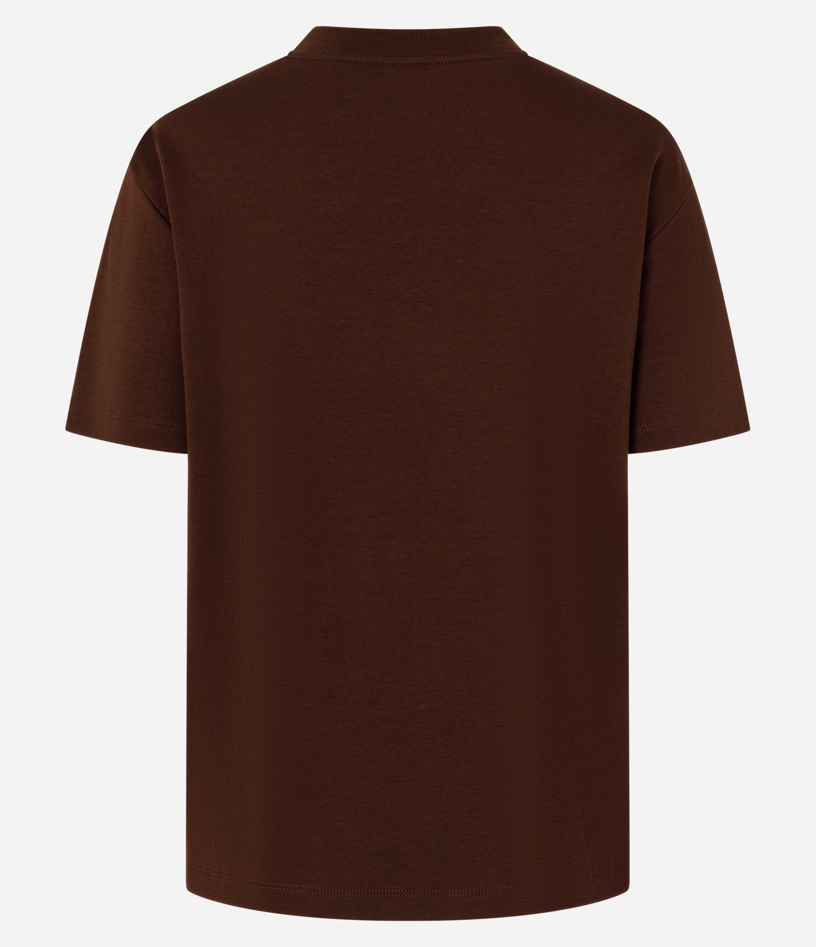 Blusa em Algodão Peruano Interlock com Gola Redonda Marrom 3