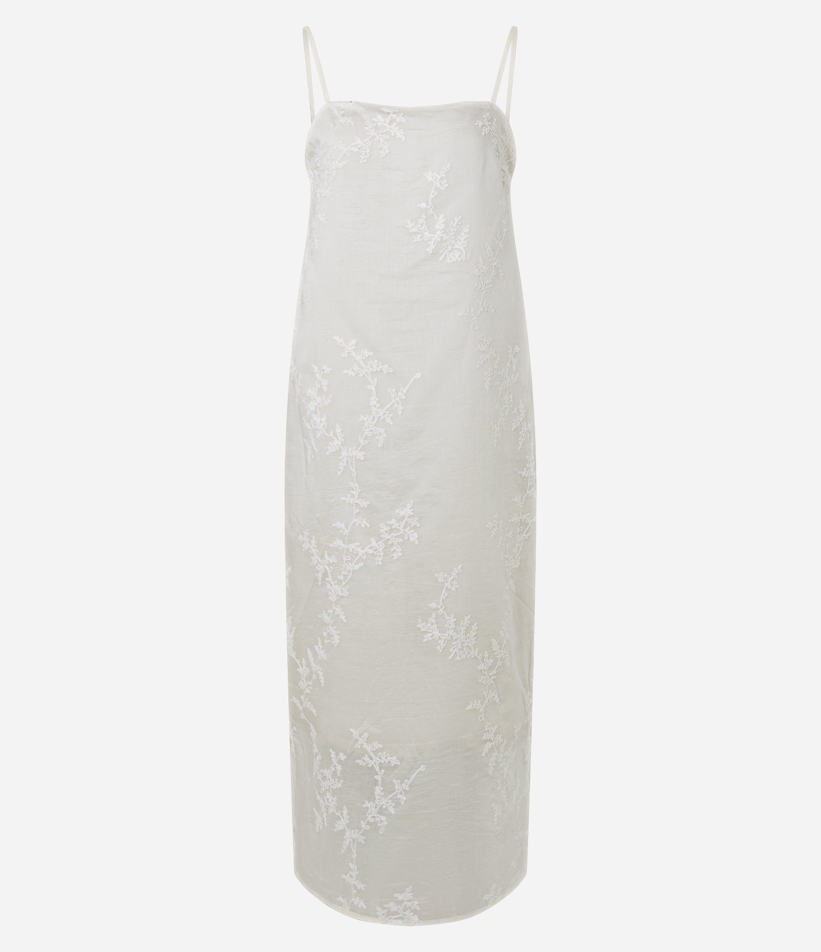 Vestido Midi em Liocel com Bordado Floral Branco 5