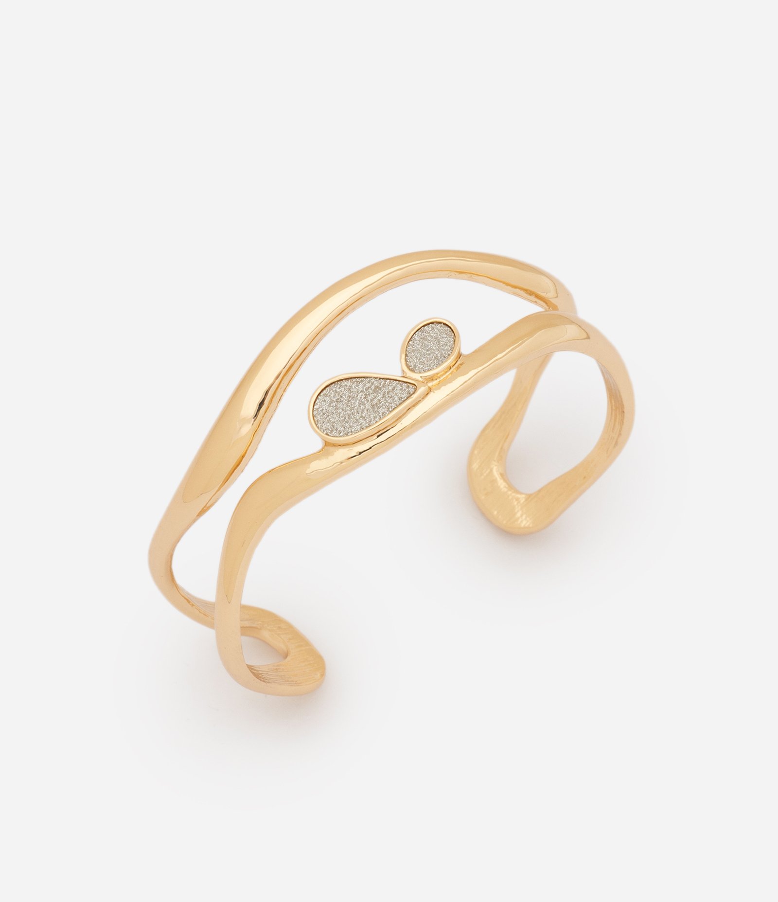 Bracelete com Hastes Duplas e Aplicações em Formato Orgânico Dourado 1