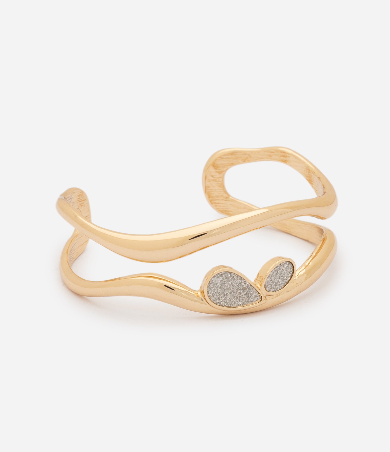Bracelete com Hastes Duplas e Aplicações em Formato Orgânico Dourado 2