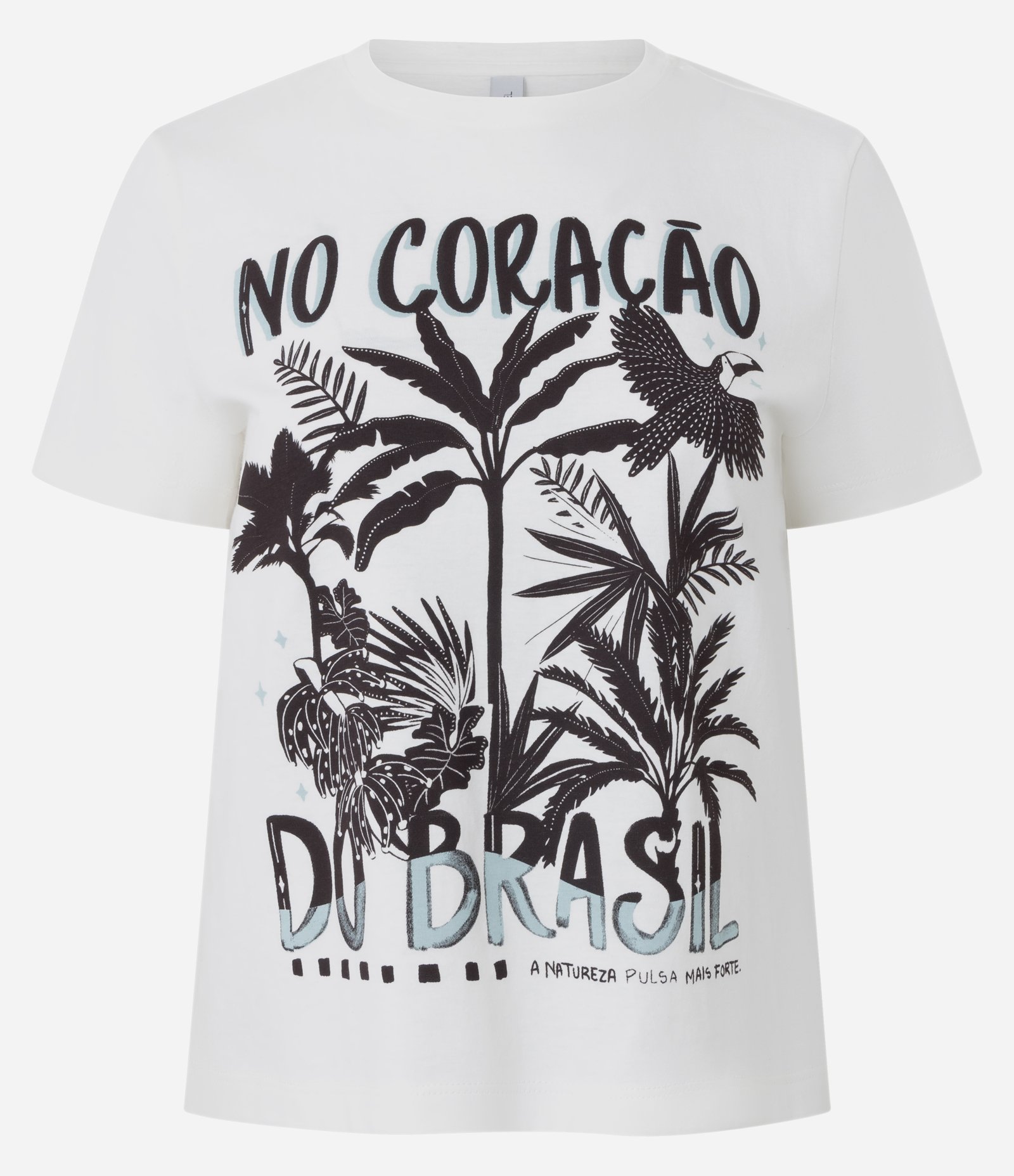 Camiseta em Algodão com Estampa Brasil Tropical Branco 5