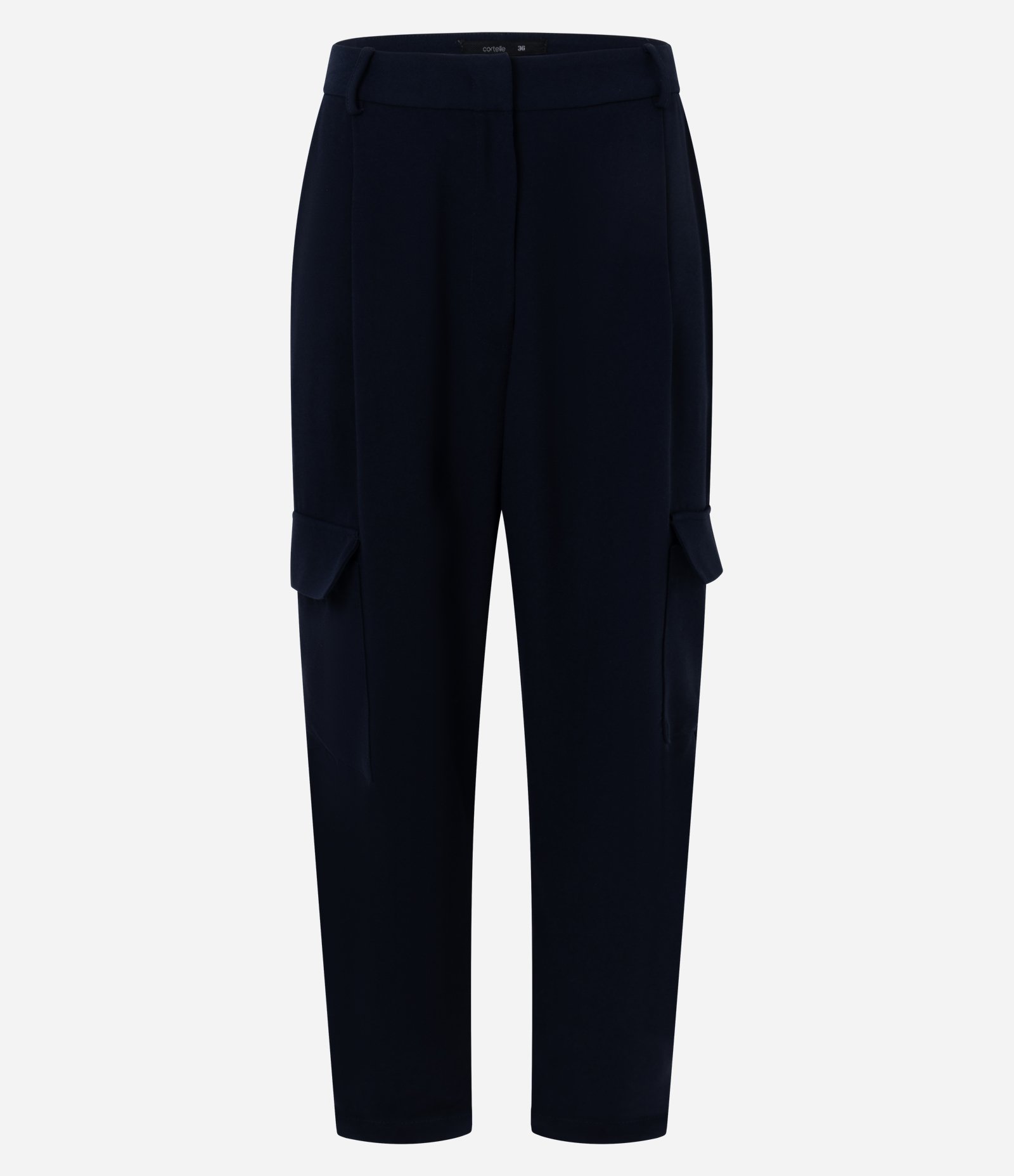 Calça Cargo em Crepe com Bolsos Laterais Azul 1