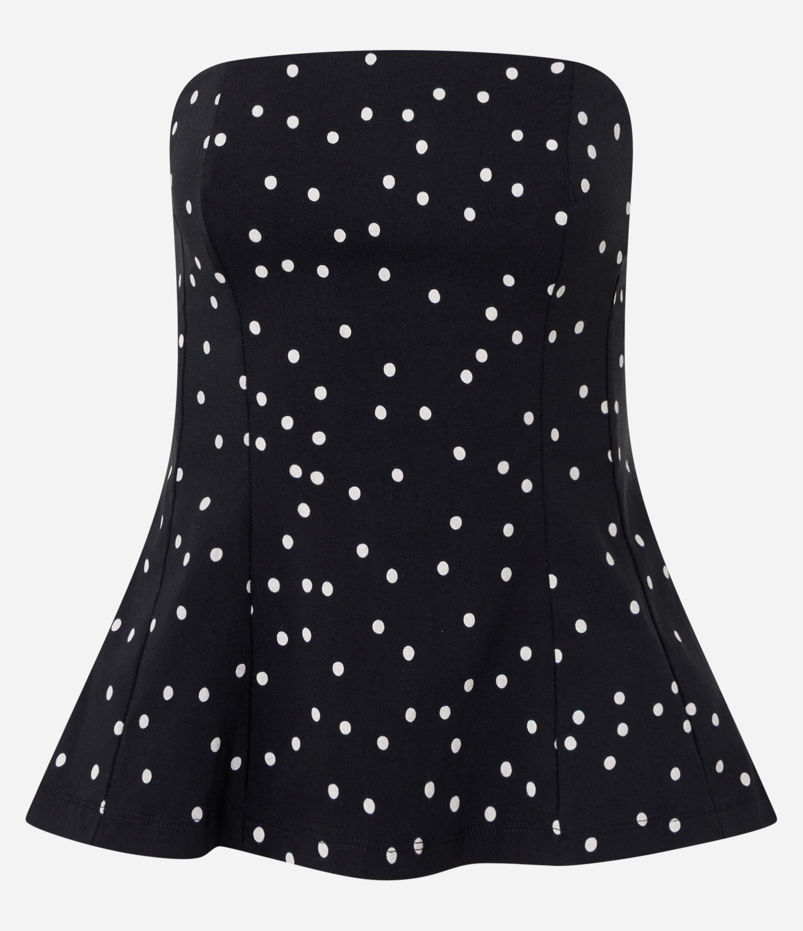 Blusa Tomara que Caia em Bengaline com Estampa Poá Preto 5