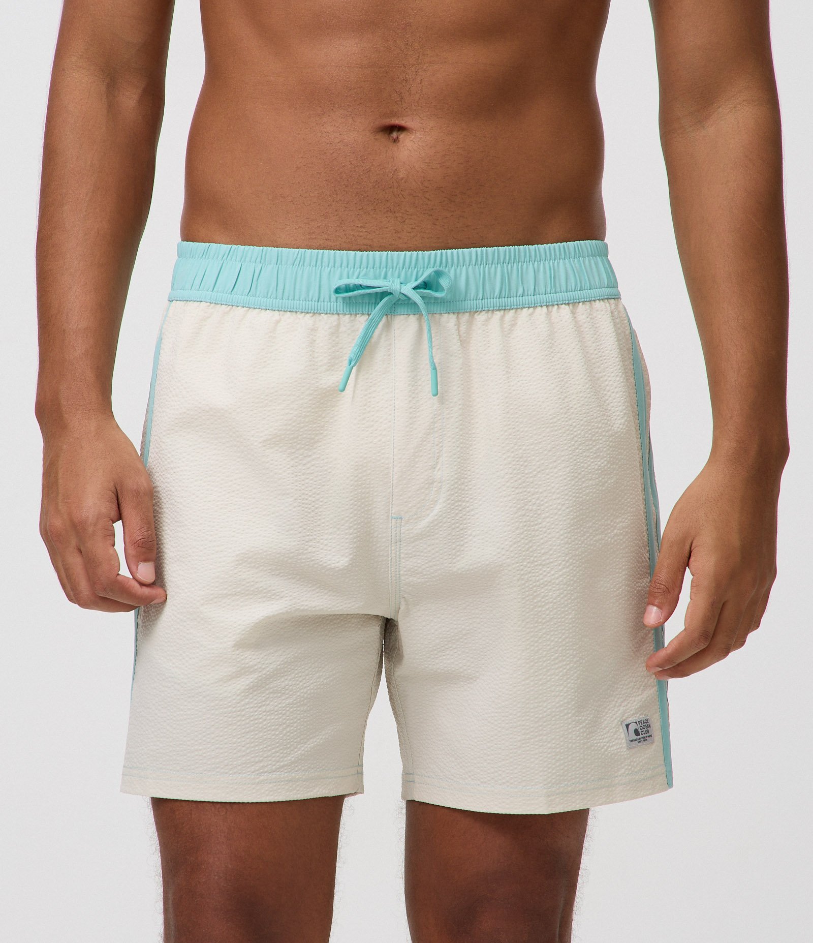 Bermuda de Banho Texturizada com Cós Elástico Off White 2