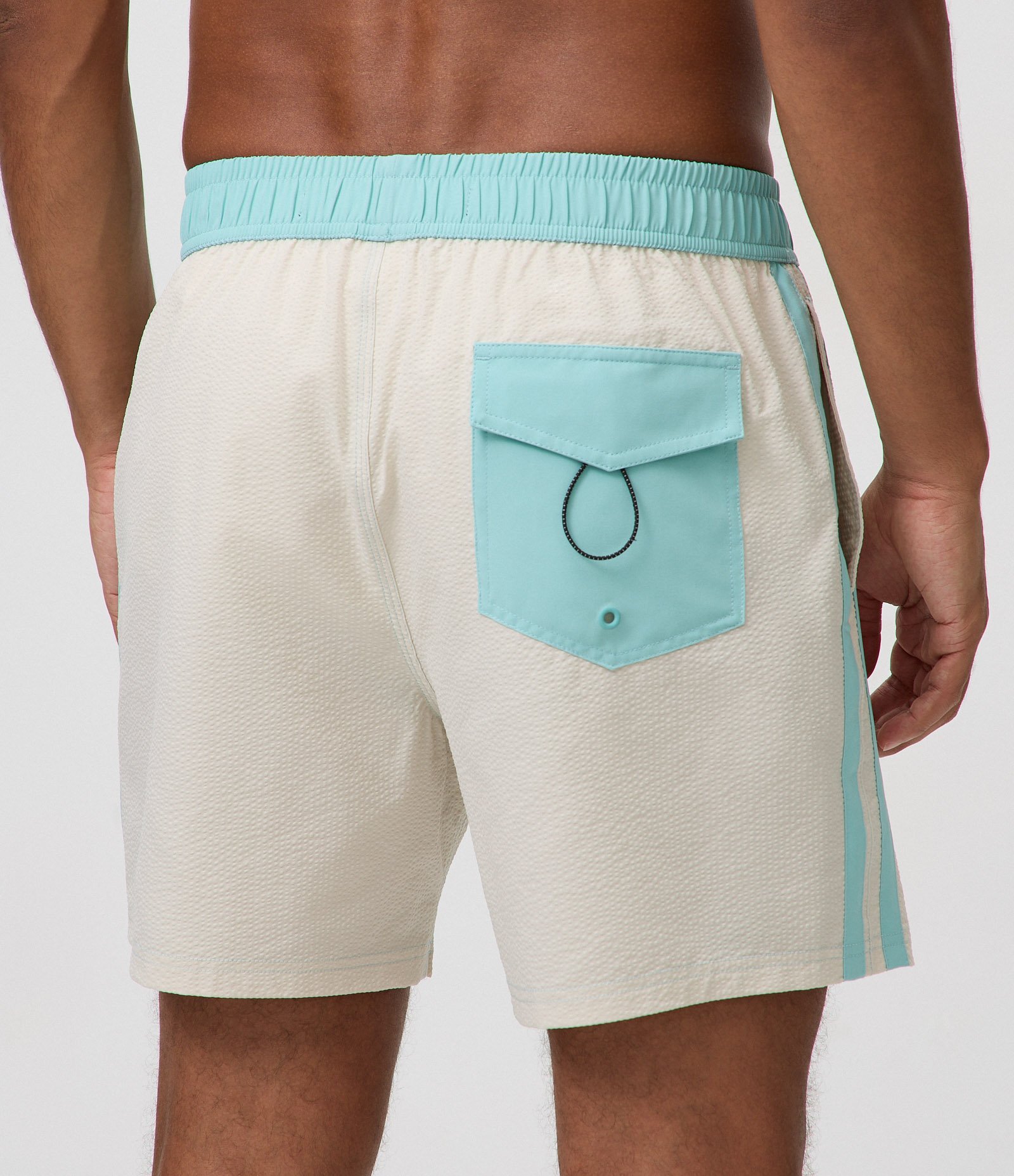 Bermuda de Banho Texturizada com Cós Elástico Off White 3