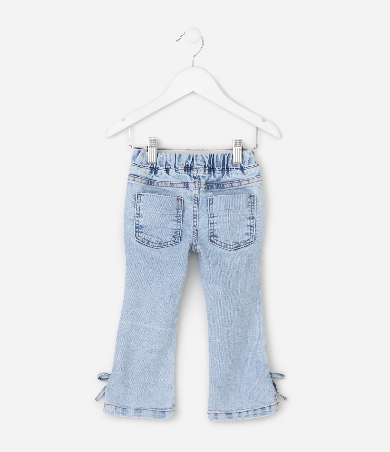 Calça Infantil Flare Jeans com Lacinho Aplicado – Tam 1 a 6 Anos Azul Claro 3