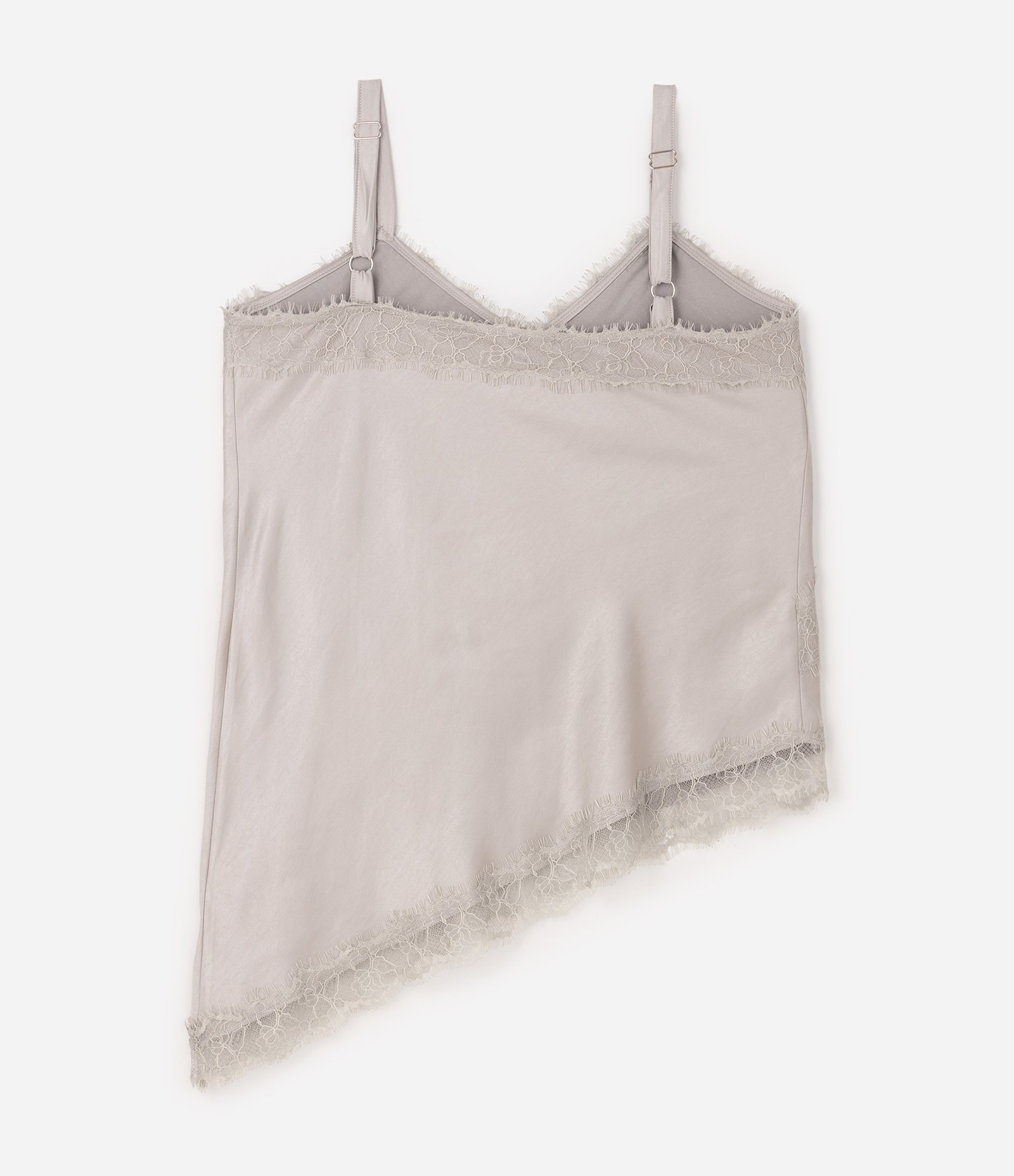 Blusa Alongada em Cetim com Renda Curve & Plus Size Cinza 2