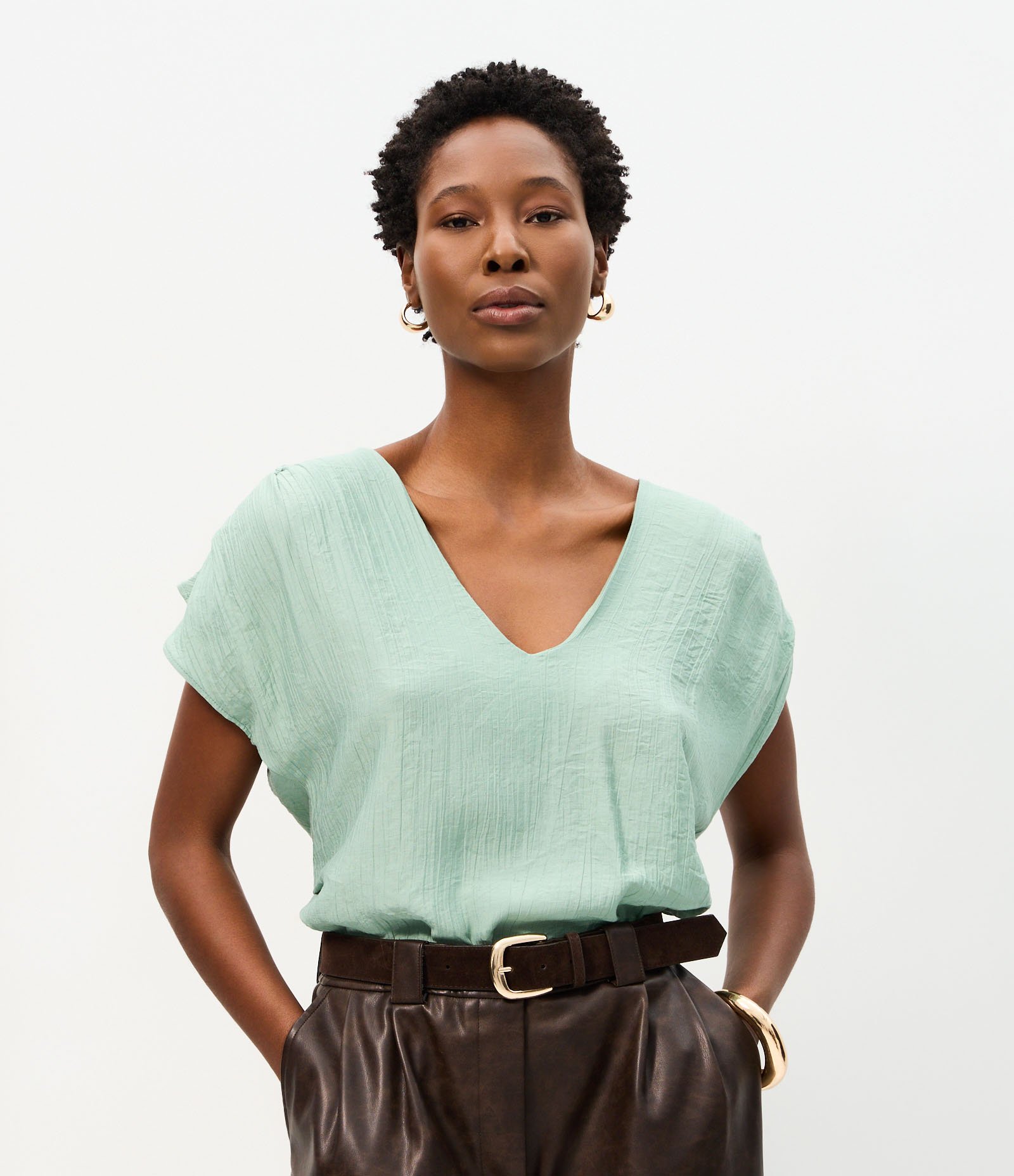 Blusa em Viscose com Lateral Drapeada Verde 1