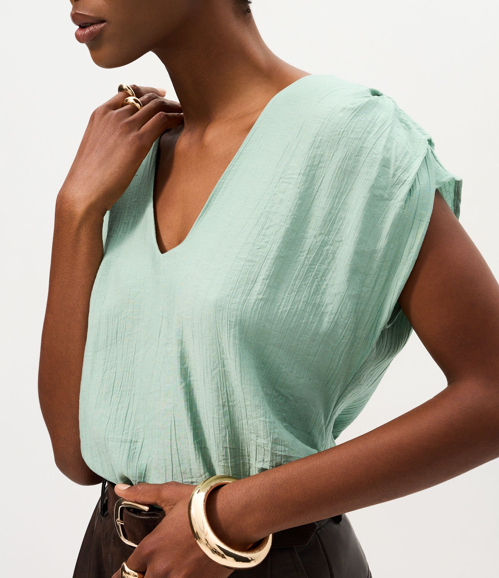 Blusa em Viscose com Lateral Drapeada Verde 3