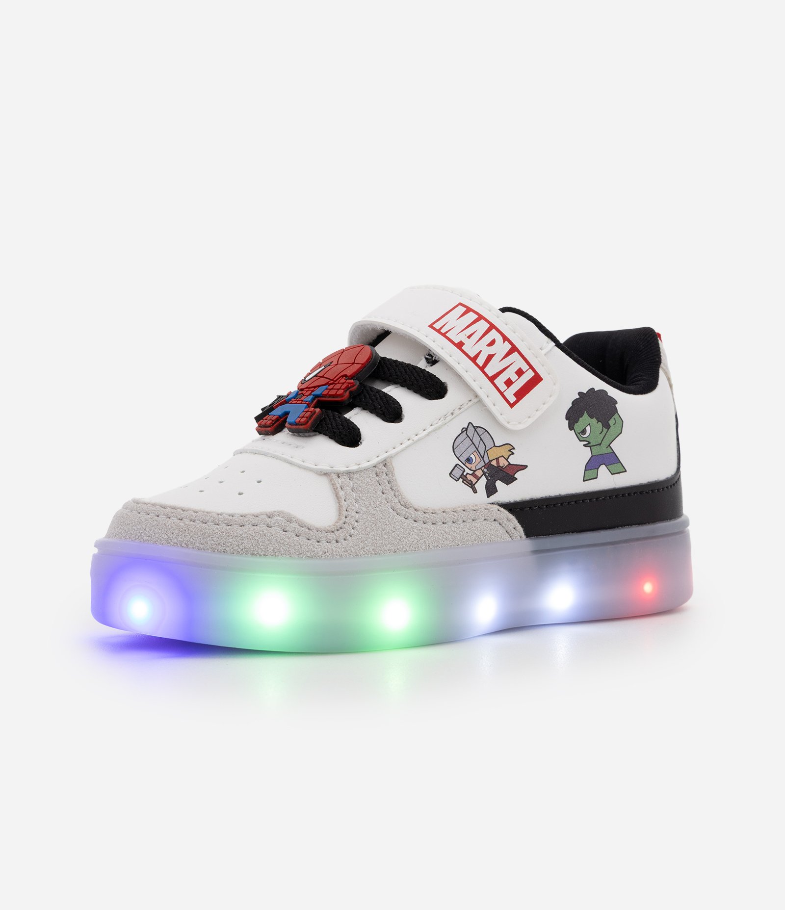 Tênis Infantil em PU com LED Heróis Marvel - Tam 20 a 27 Off White 1
