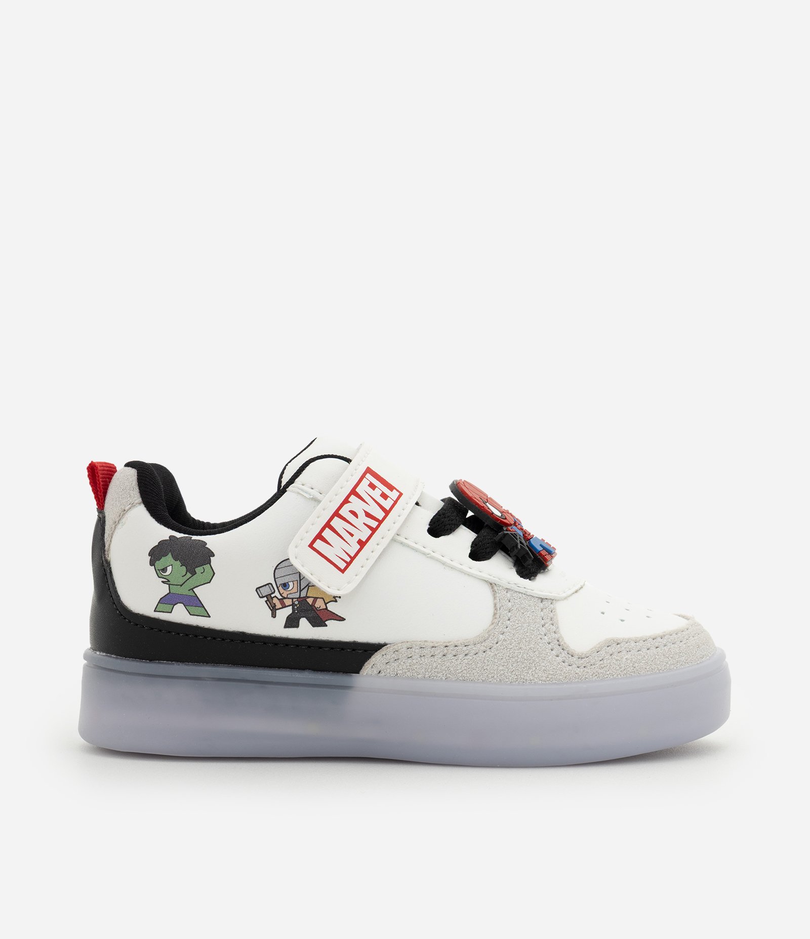 Tênis Infantil em PU com LED Heróis Marvel - Tam 20 a 27 Off White 2