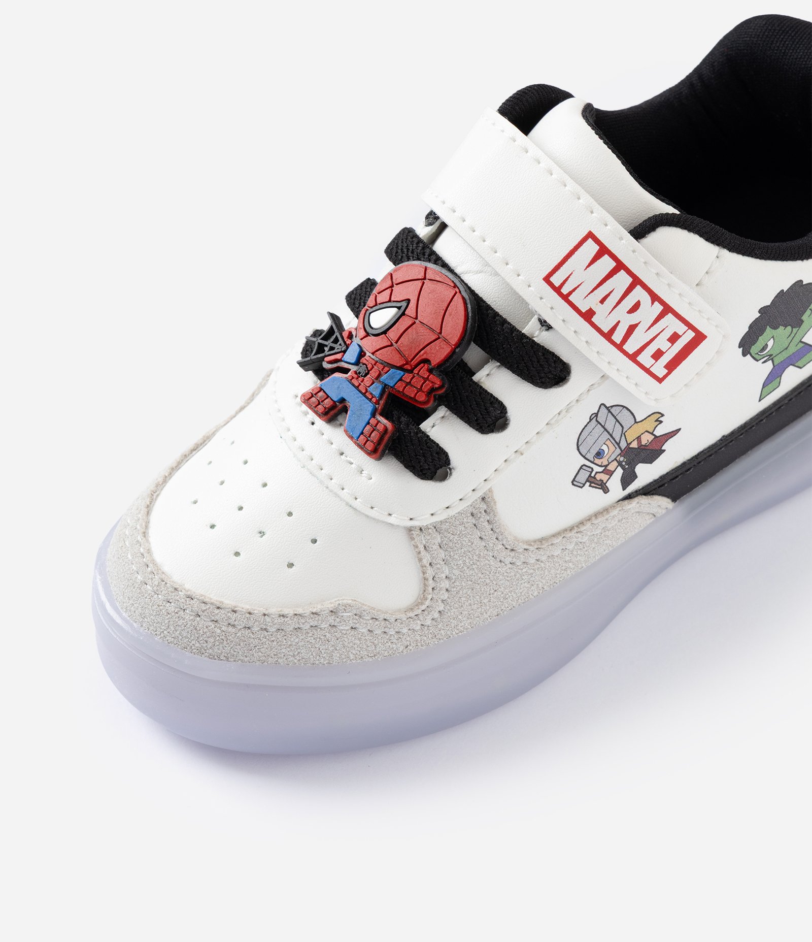 Tênis Infantil em PU com LED Heróis Marvel - Tam 20 a 27 Off White 5