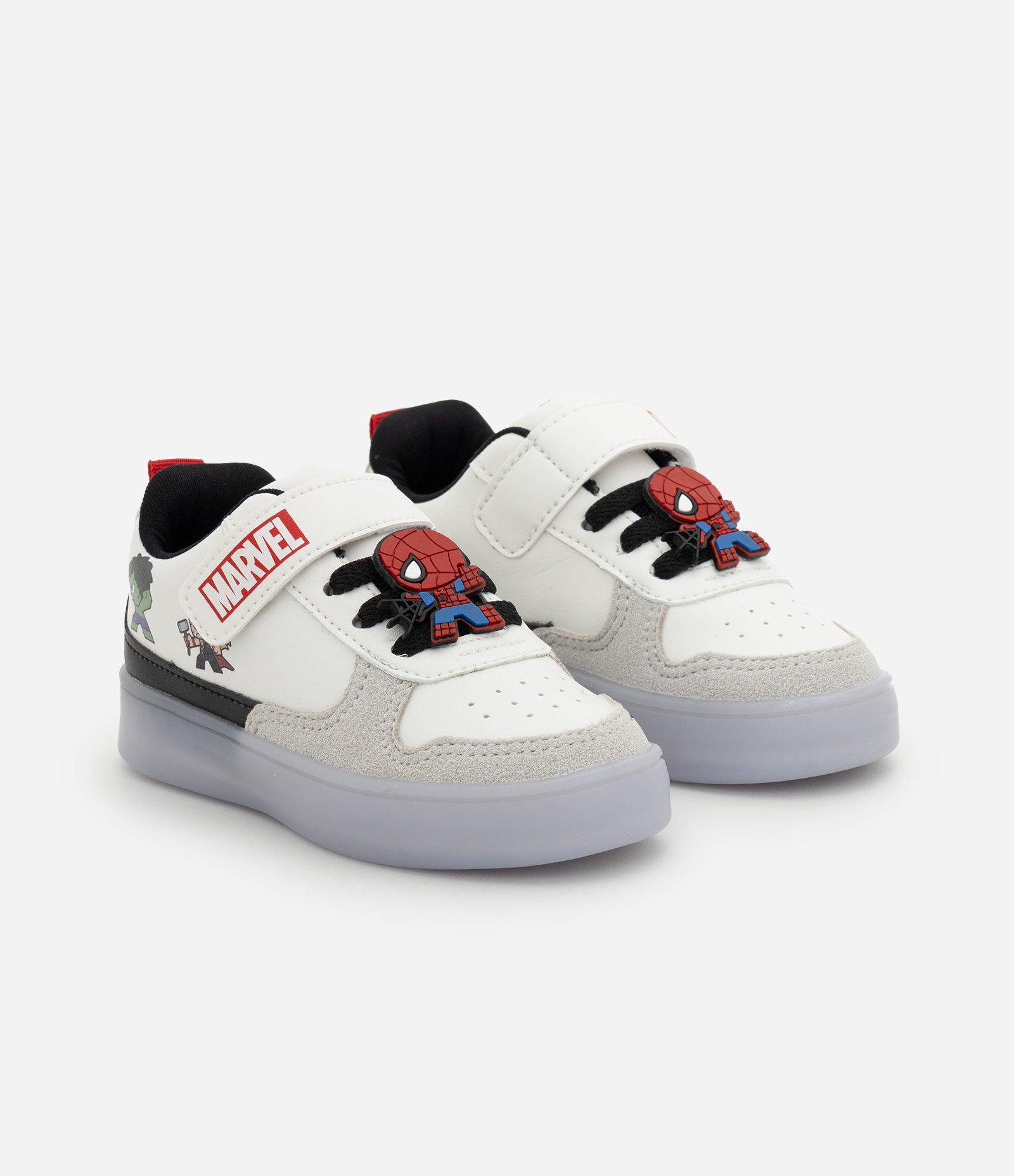 Tênis Infantil em PU com LED Heróis Marvel - Tam 20 a 27 Off White 6
