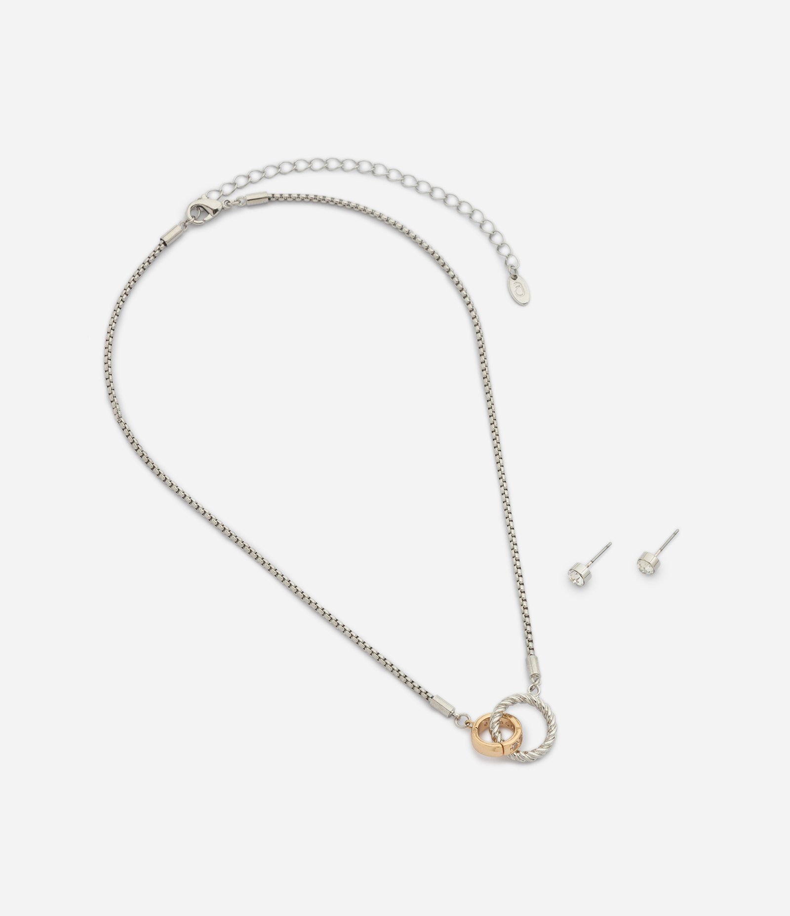 Conjunto com Colar de Cordão e Brincos Botão Multicores 2