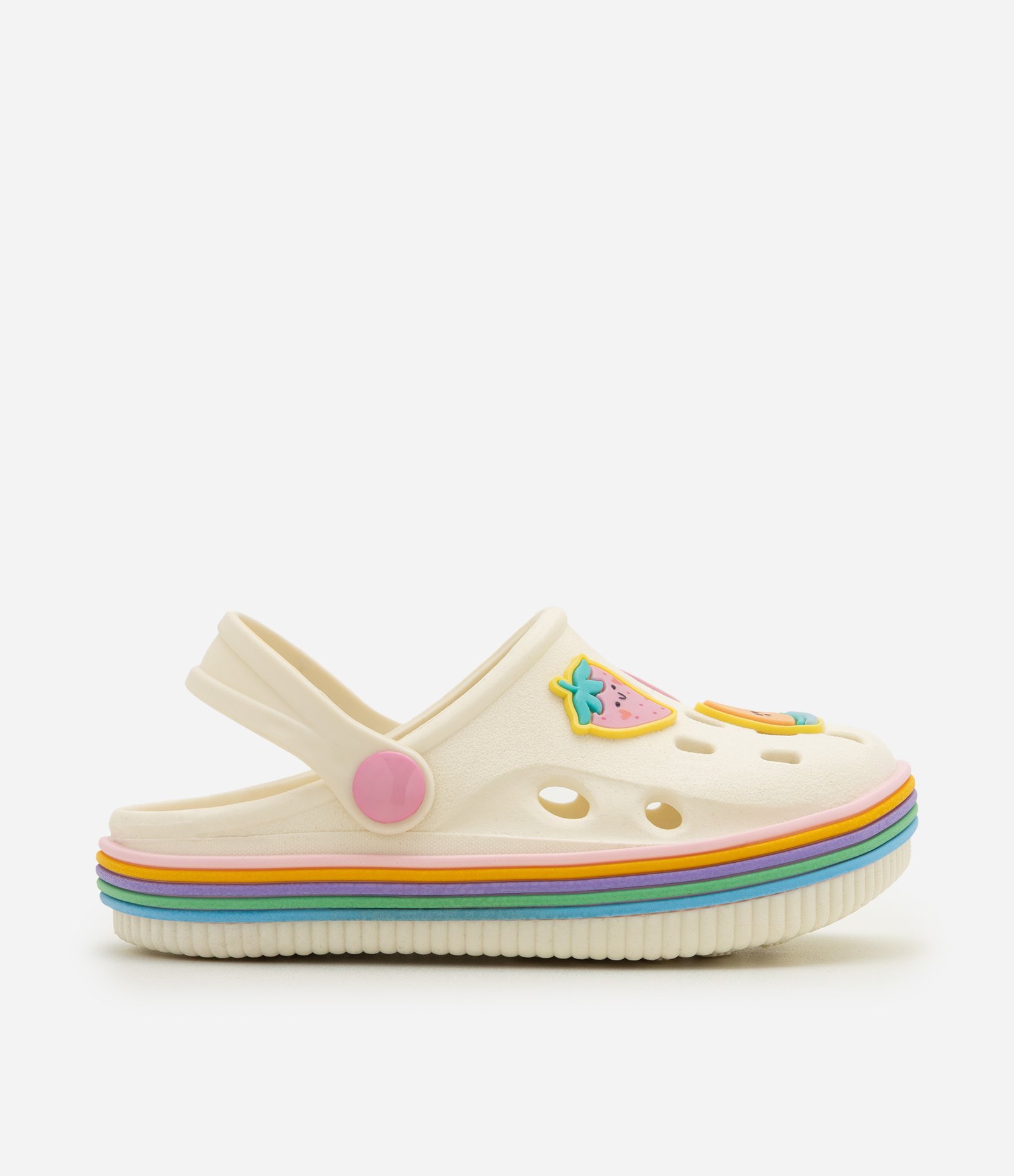 Sandália Babuche Infantil com Pins de Frutinhas - Tam 20 Ao 25 Branco 2