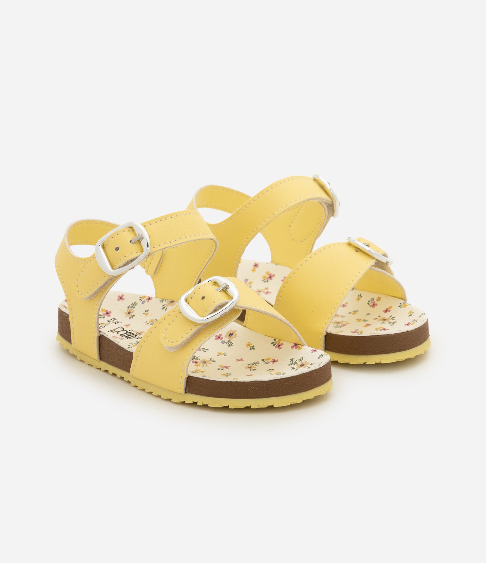 Sandália Infantil PU com Fivelas - Tam 20 a 27 Amarelo 1
