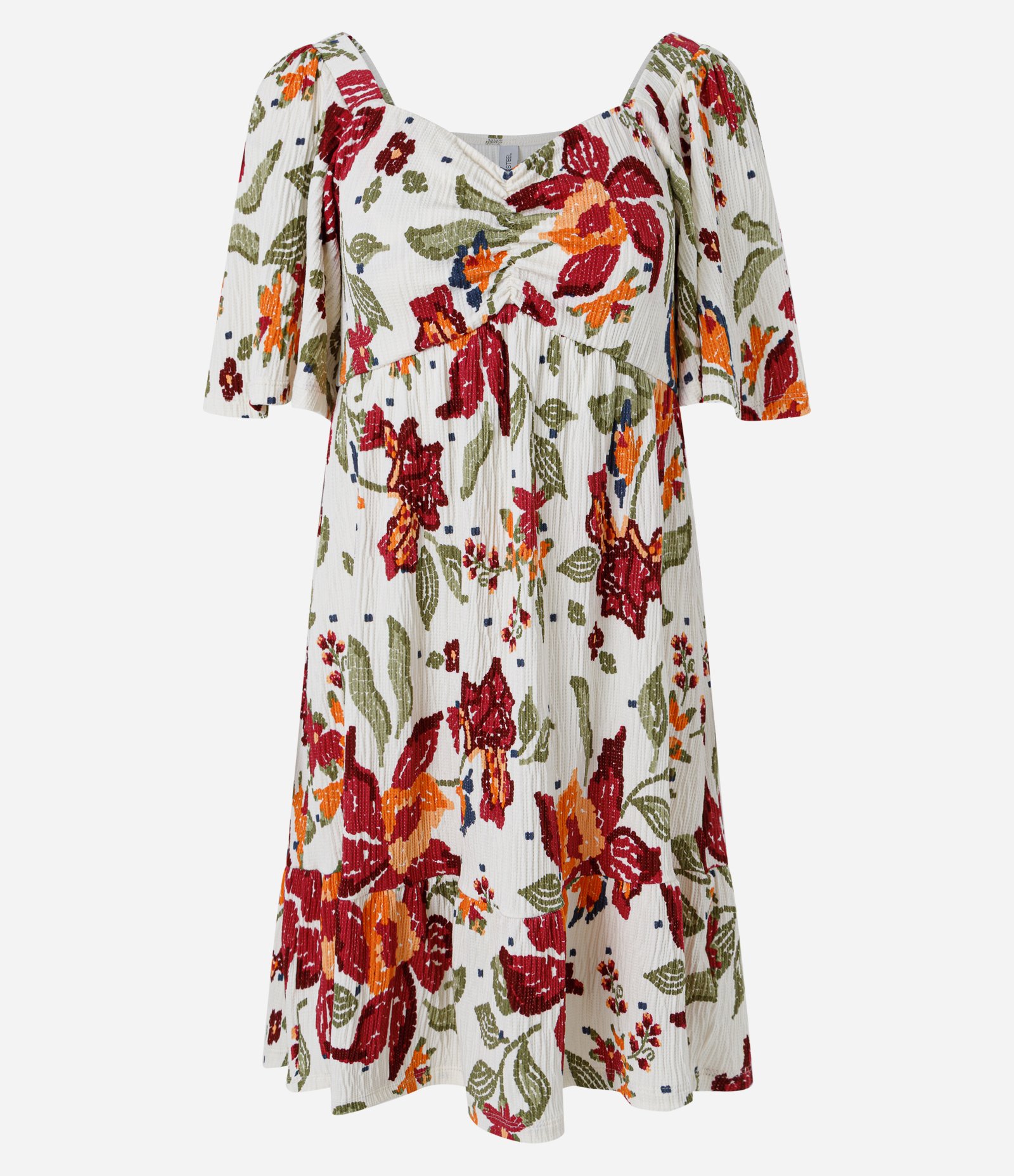 Vestido Curto em Viscose com Estampa Floral Multicores 6