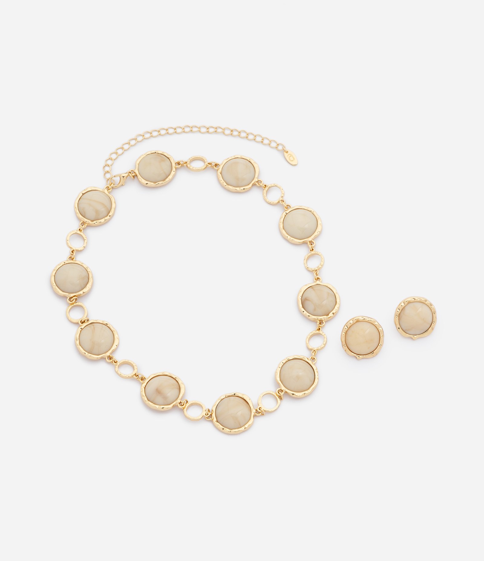 Conjunto de Colar e Brincos com Resina Dourado 2