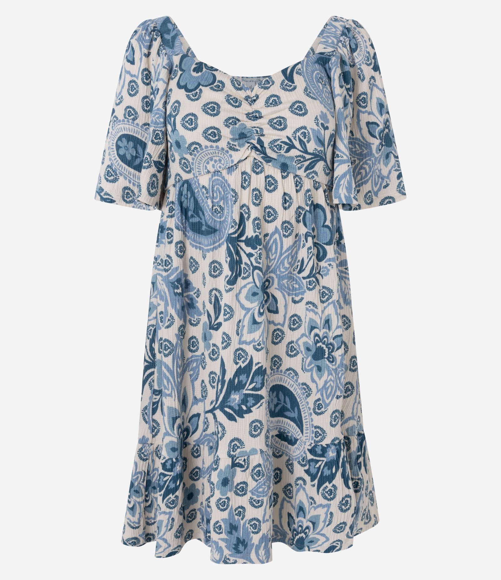 Vestido Curto em Viscose com Estampa Floral Azul 1