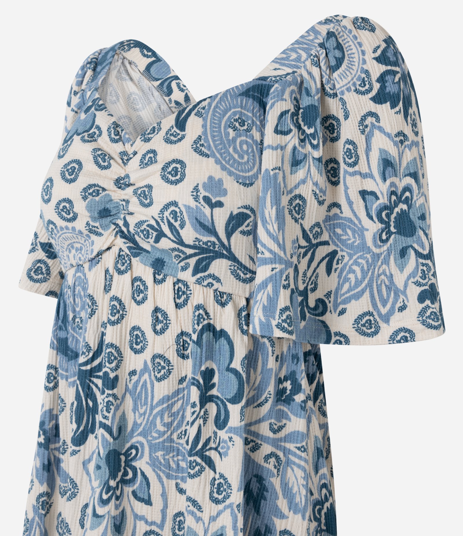 Vestido Curto em Viscose com Estampa Floral Azul 2