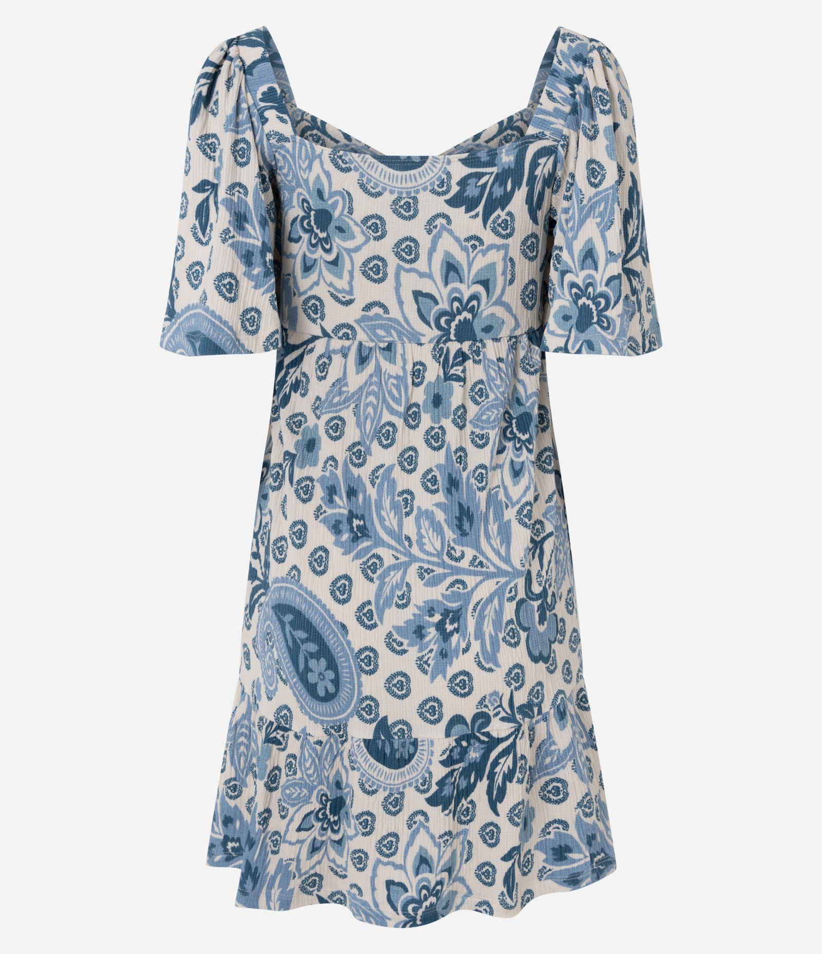 Vestido Curto em Viscose com Estampa Floral Azul 3