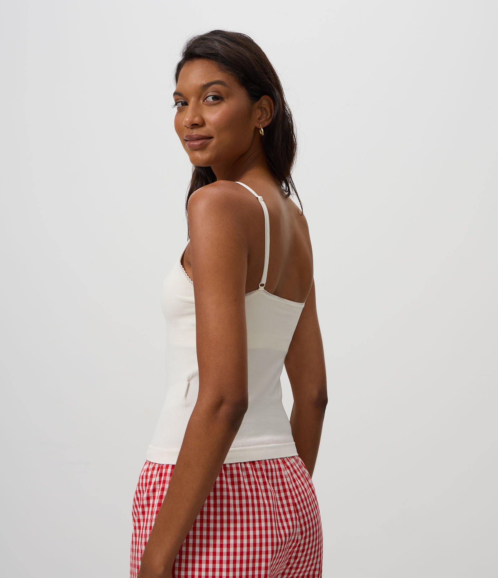 Blusa de Pijama em Viscose Seamless com Busto Duplo e Alças Finas Branco 4
