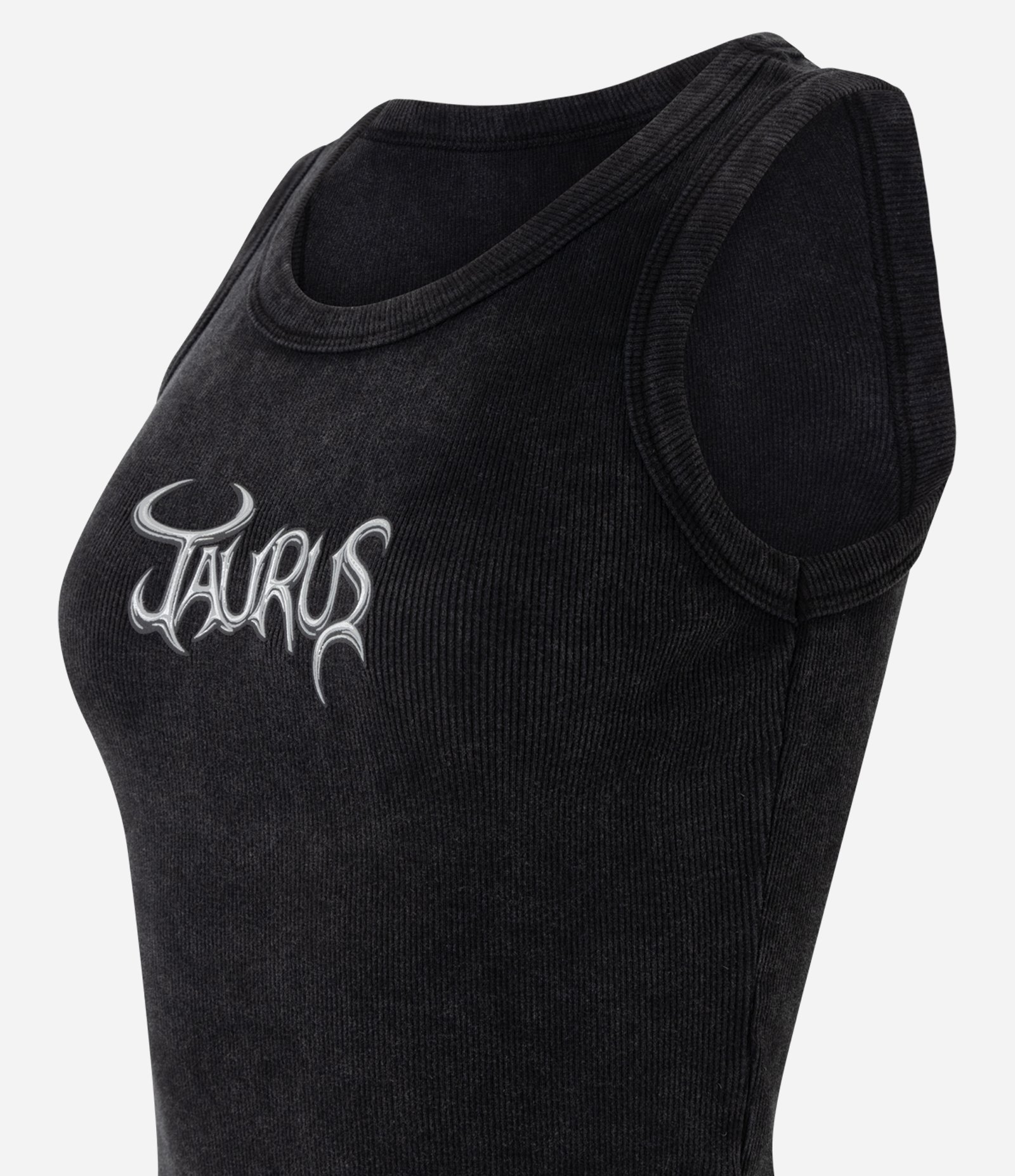 Blusa em Algodão com Lettering Álbum Taurus e Textura Canelada Preto 5