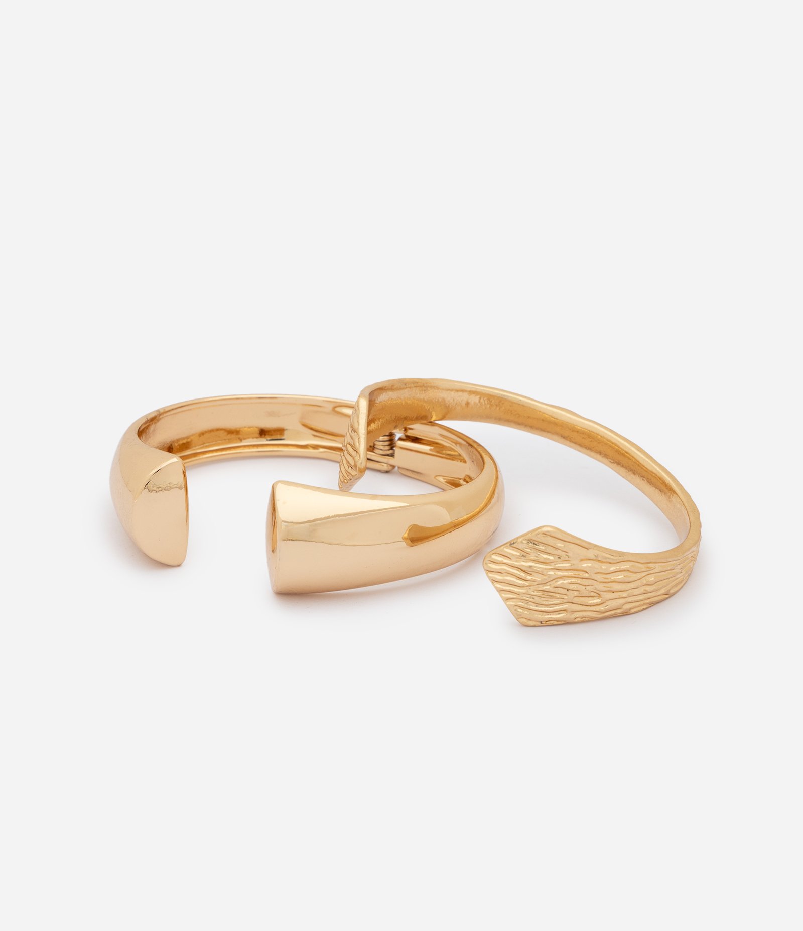 Kit com 02 Braceletes Semi Abertos em Metal Dourado 2