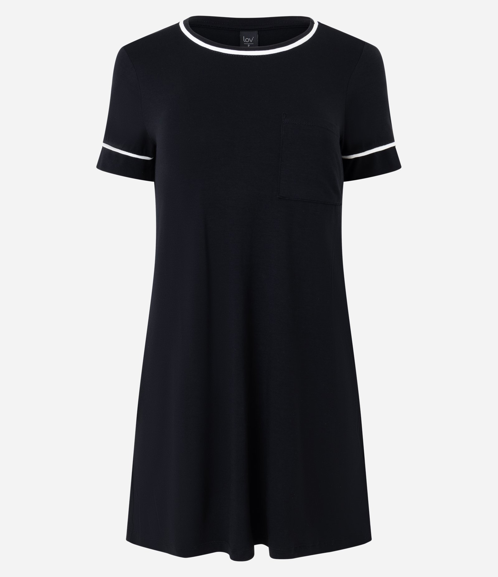 Camisola Curta em Viscolycra com Detalhes Contrastantes Preto 1