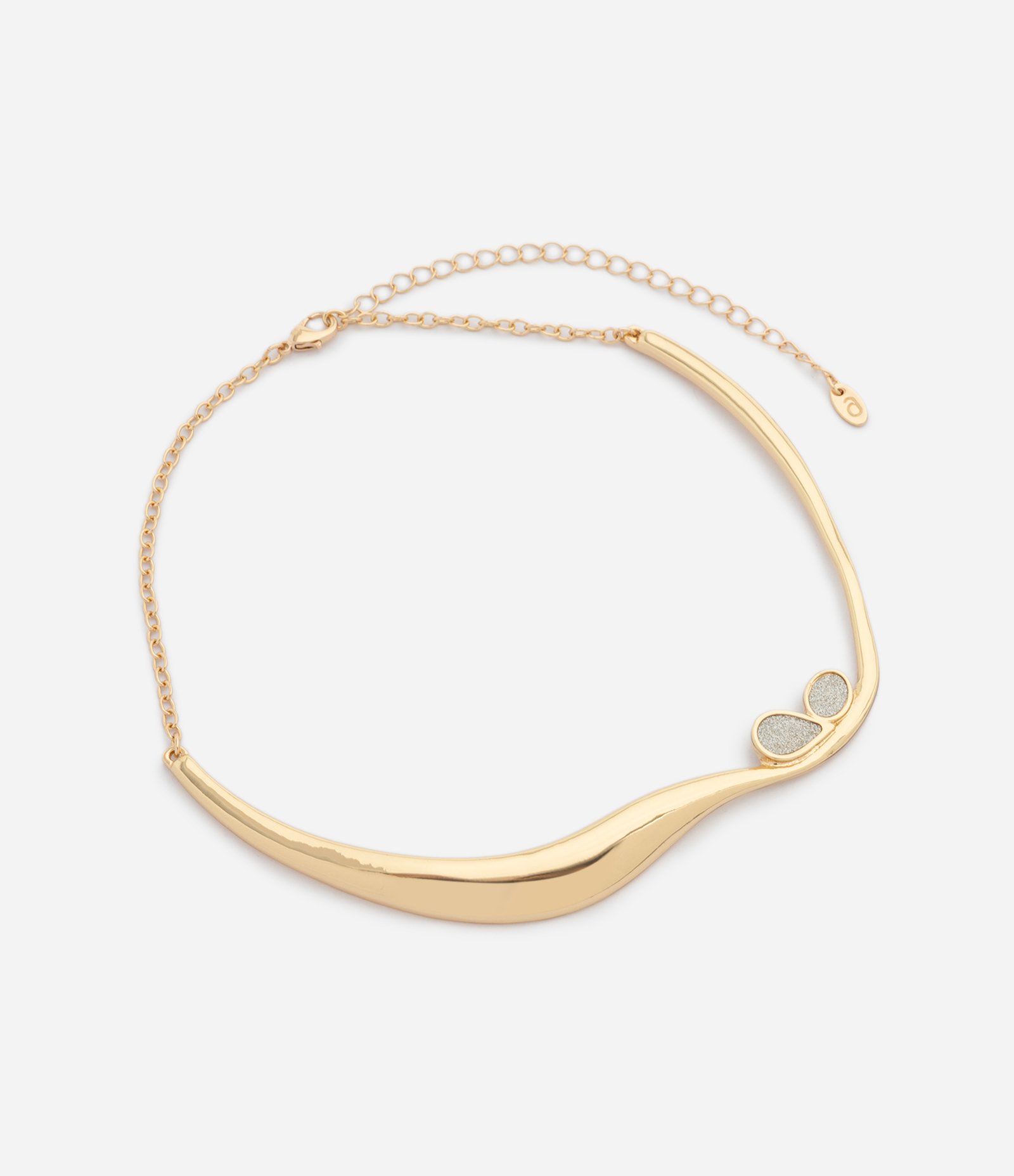 Colar Médio Orgânico com Aplicações Brilhantes Dourado 2