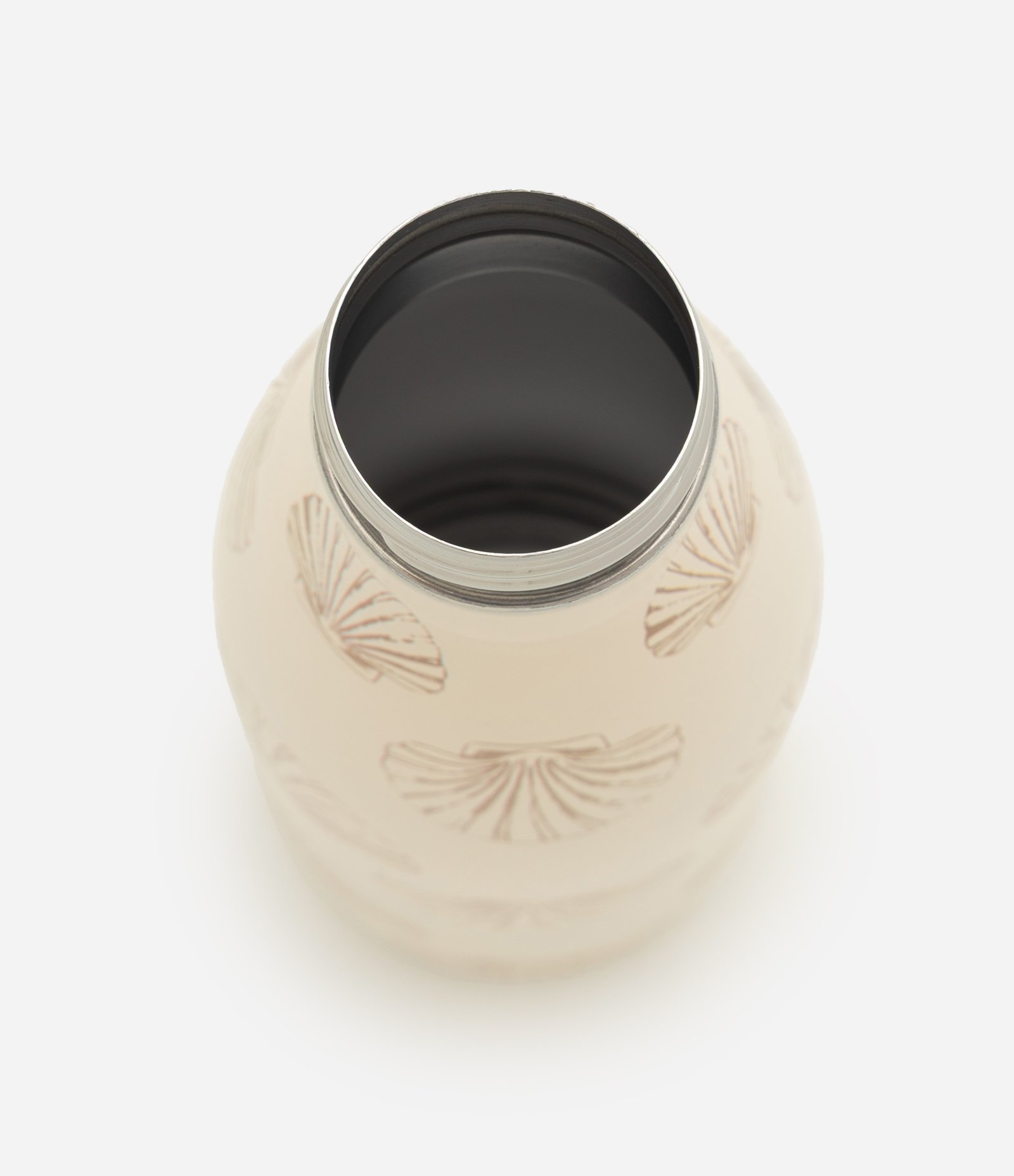Garrafa com Tampa de Bambu e Estampa de Conchas 750ml Bege 2
