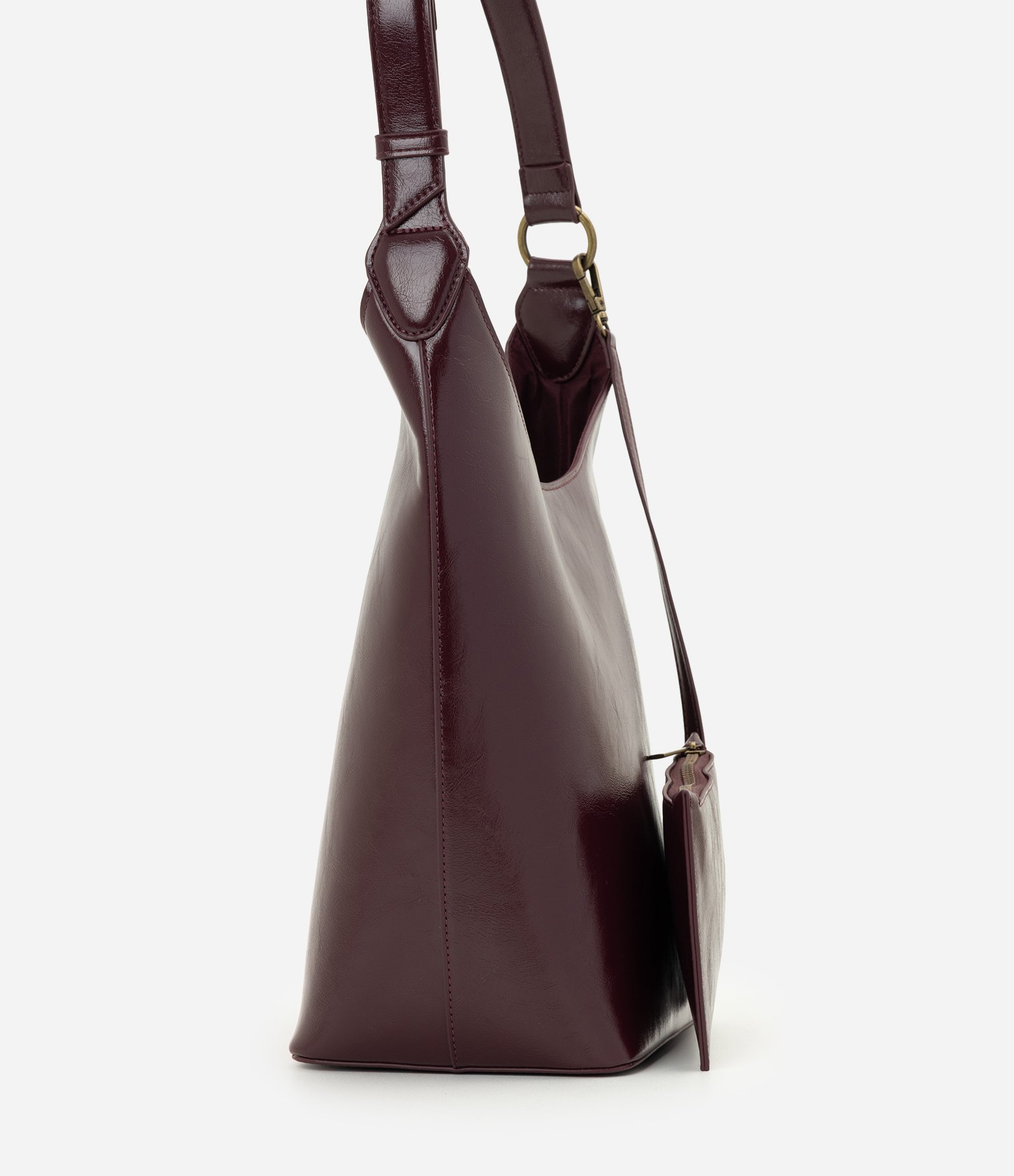 Bolsa Hobo Grande em PU com Necessaire Removível Marrom 2