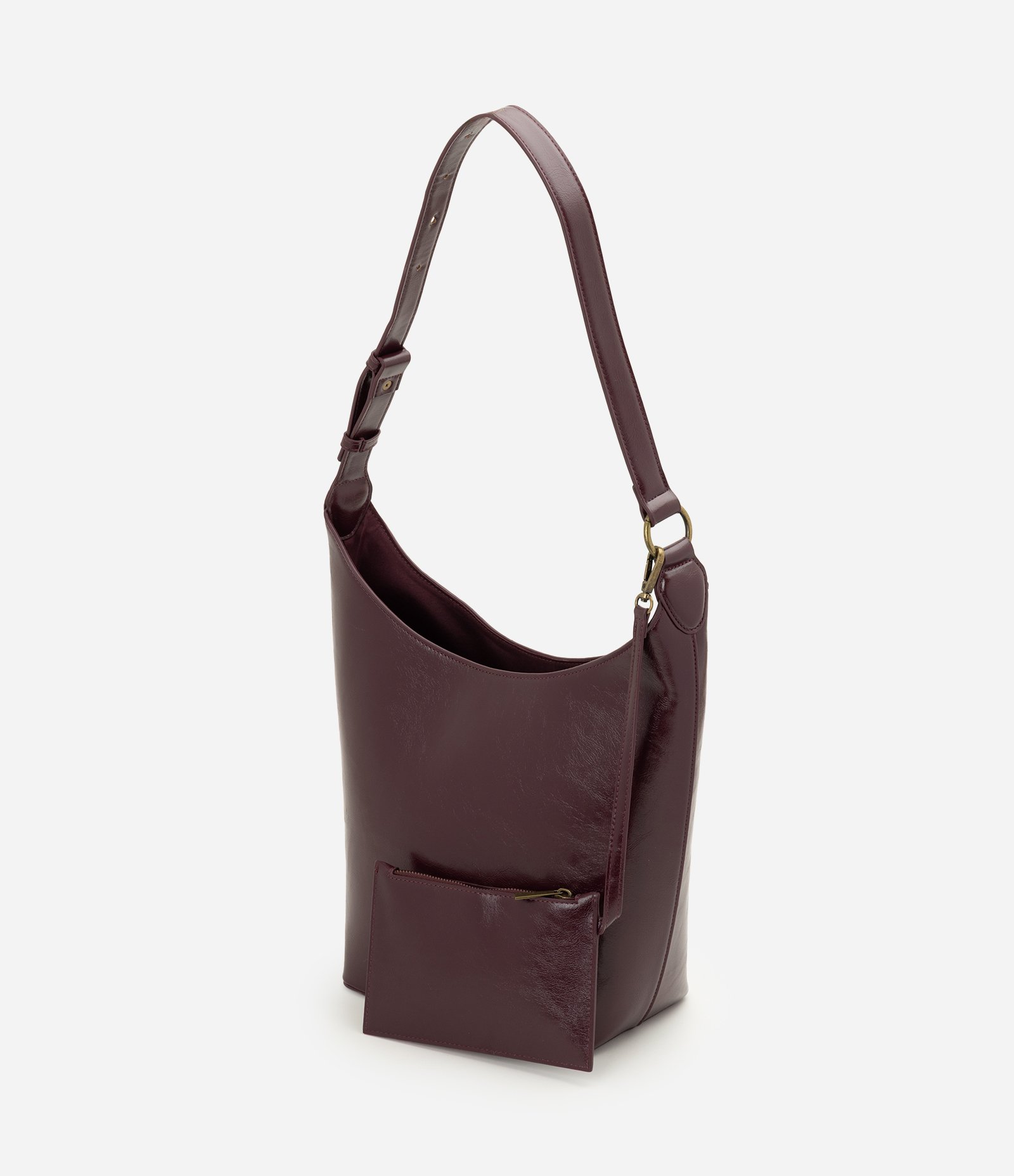 Bolsa Hobo Grande em PU com Necessaire Removível Marrom 4