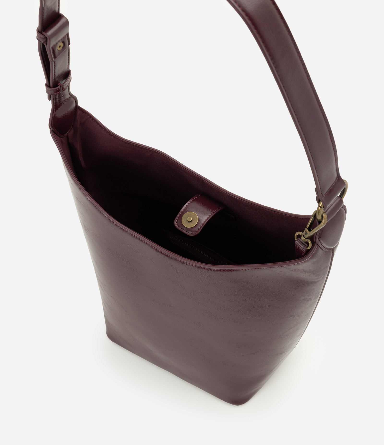 Bolsa Hobo Grande em PU com Necessaire Removível Marrom 5