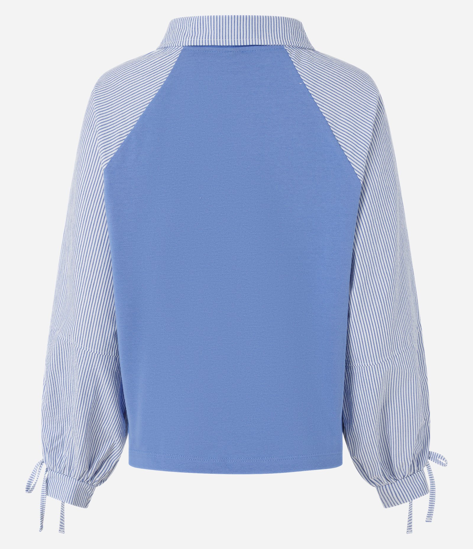 Blusa Manga Longa em Algodão com Mangas Listradas Azul 6