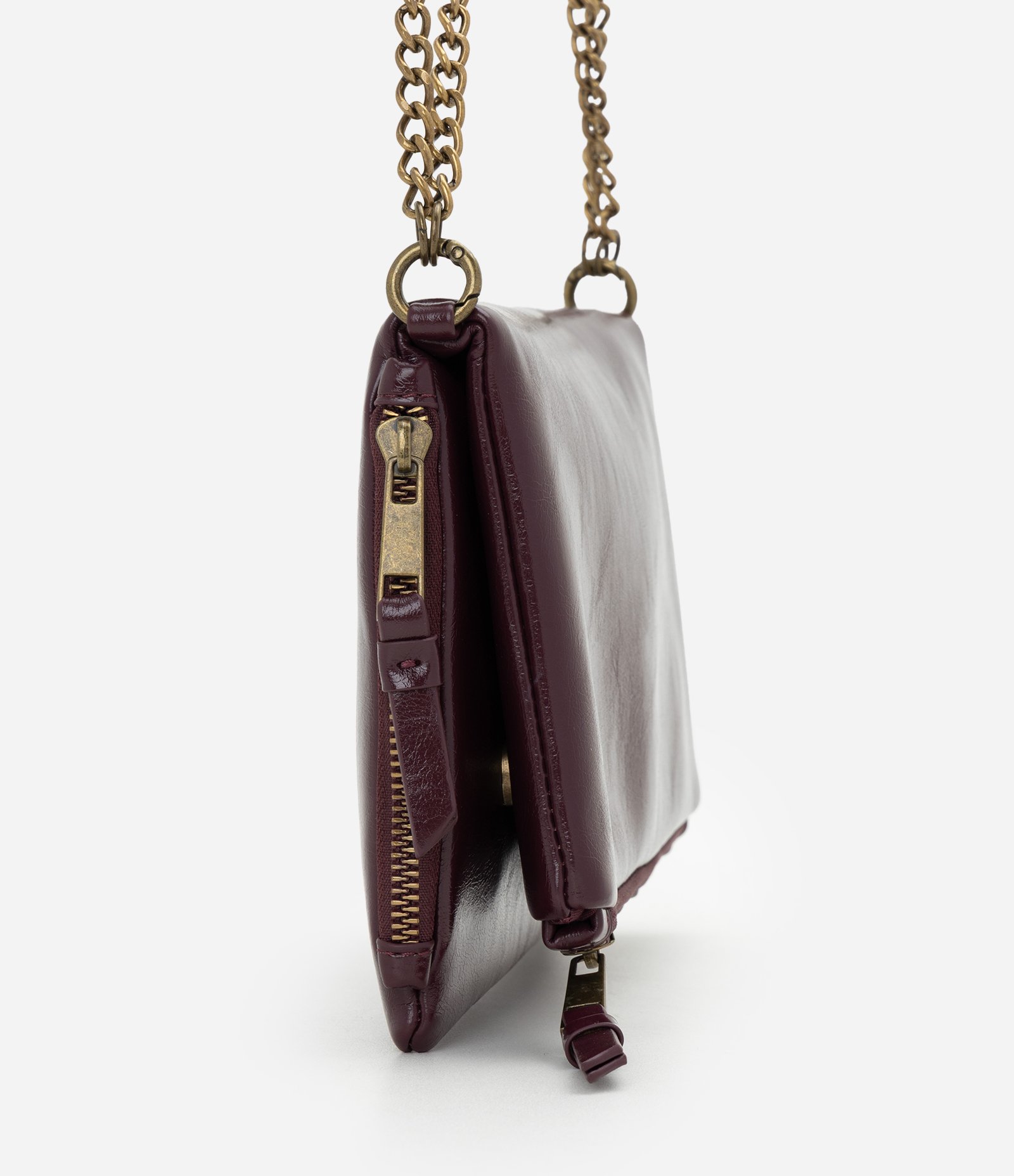 Bolsa Transversal em PU com Alça em Corrente Marrom 2