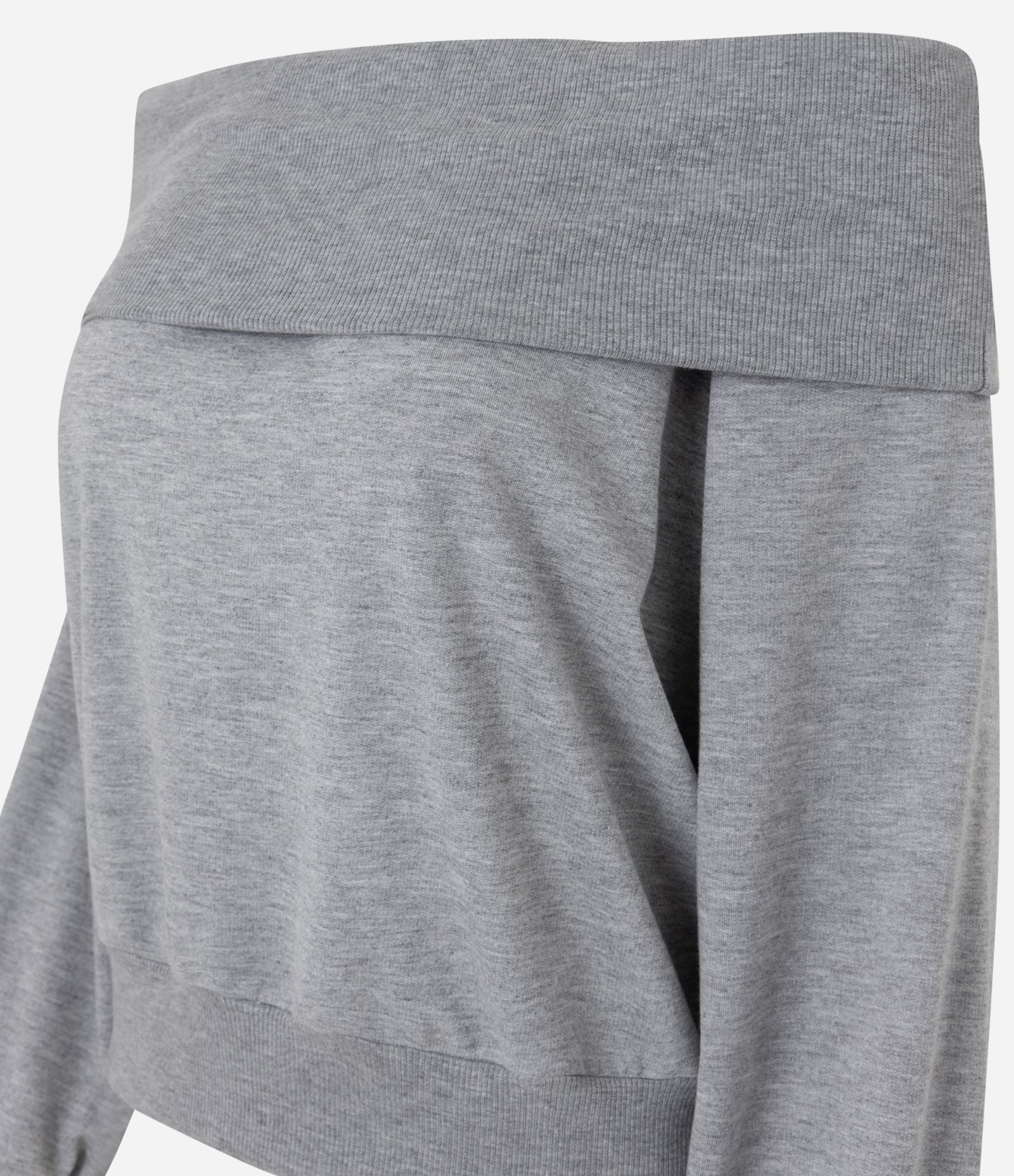 Blusa Ombro a Ombro em Moletinho com Detalhe no Decote Cinza 6