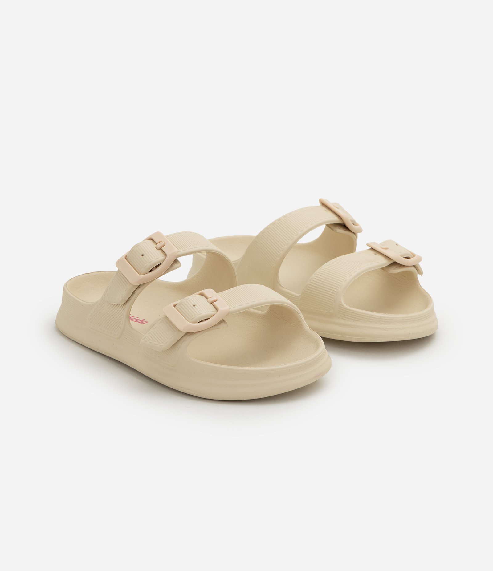 Chinelo Slide Infantil PVC Com Fivelas Ajustáveis - Tam 25 a 34 Off White 1