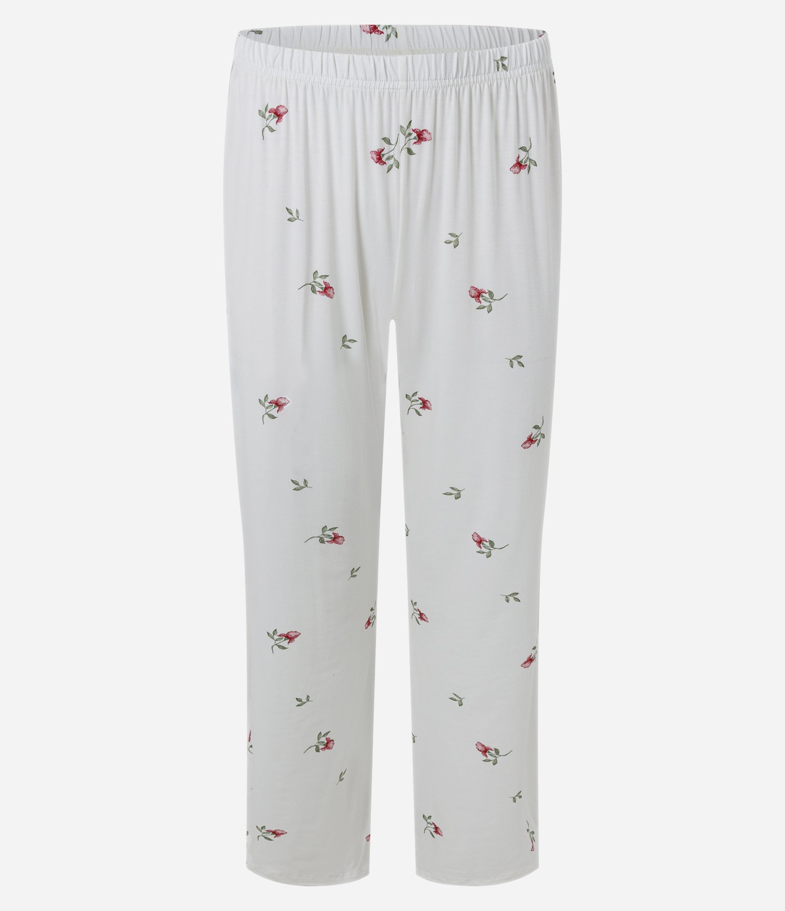 Pijama Regular em Viscolycra Floral com Renda Branco 8