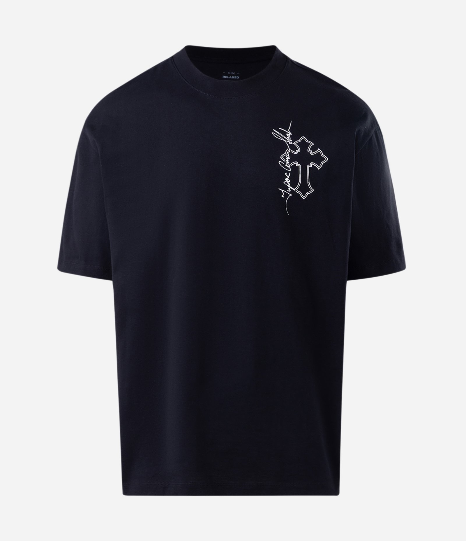 Camiseta Relaxed em Algodão com Estampa Tupac Preto 1