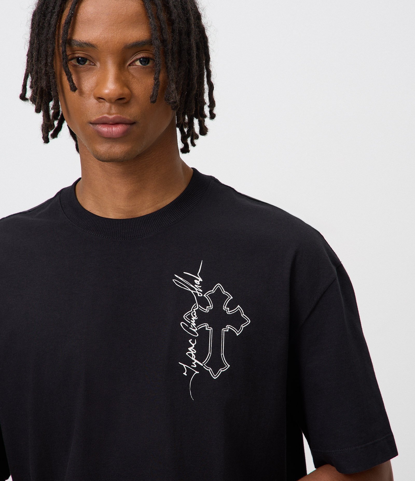 Camiseta Relaxed em Algodão com Estampa Tupac Preto 3
