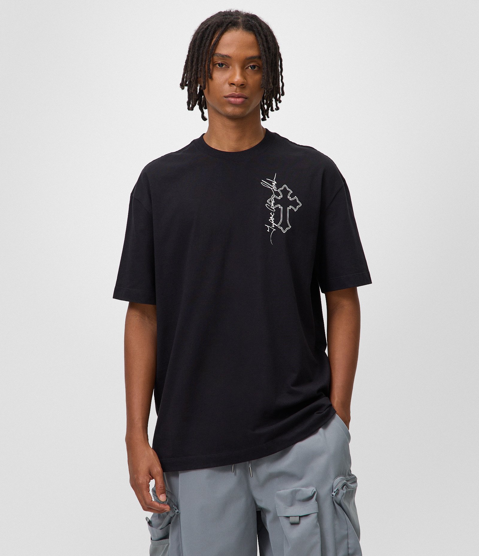 Camiseta Relaxed em Algodão com Estampa Tupac Preto 4