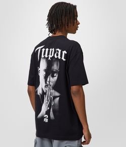 Camiseta Relaxed em Algodão com Estampa Tupac