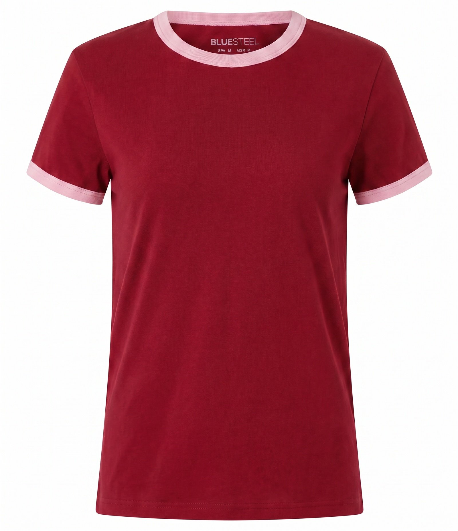 Blusa Baby Look em Algodão Peruano com Gola Contrastantes Vermelho 2