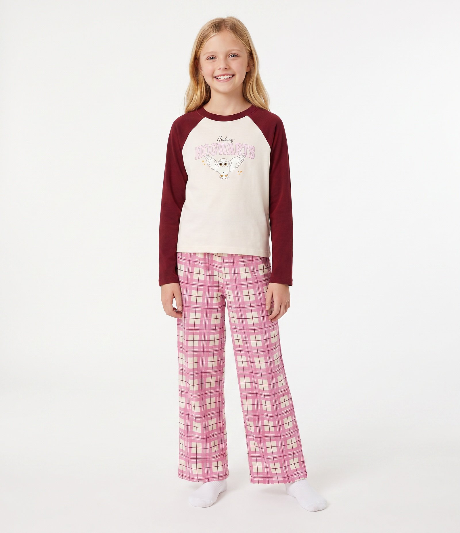 Pijama Infantil em Algodão com Estampa Hogwarts - Tam 7 a 16 Anos Bege 1
